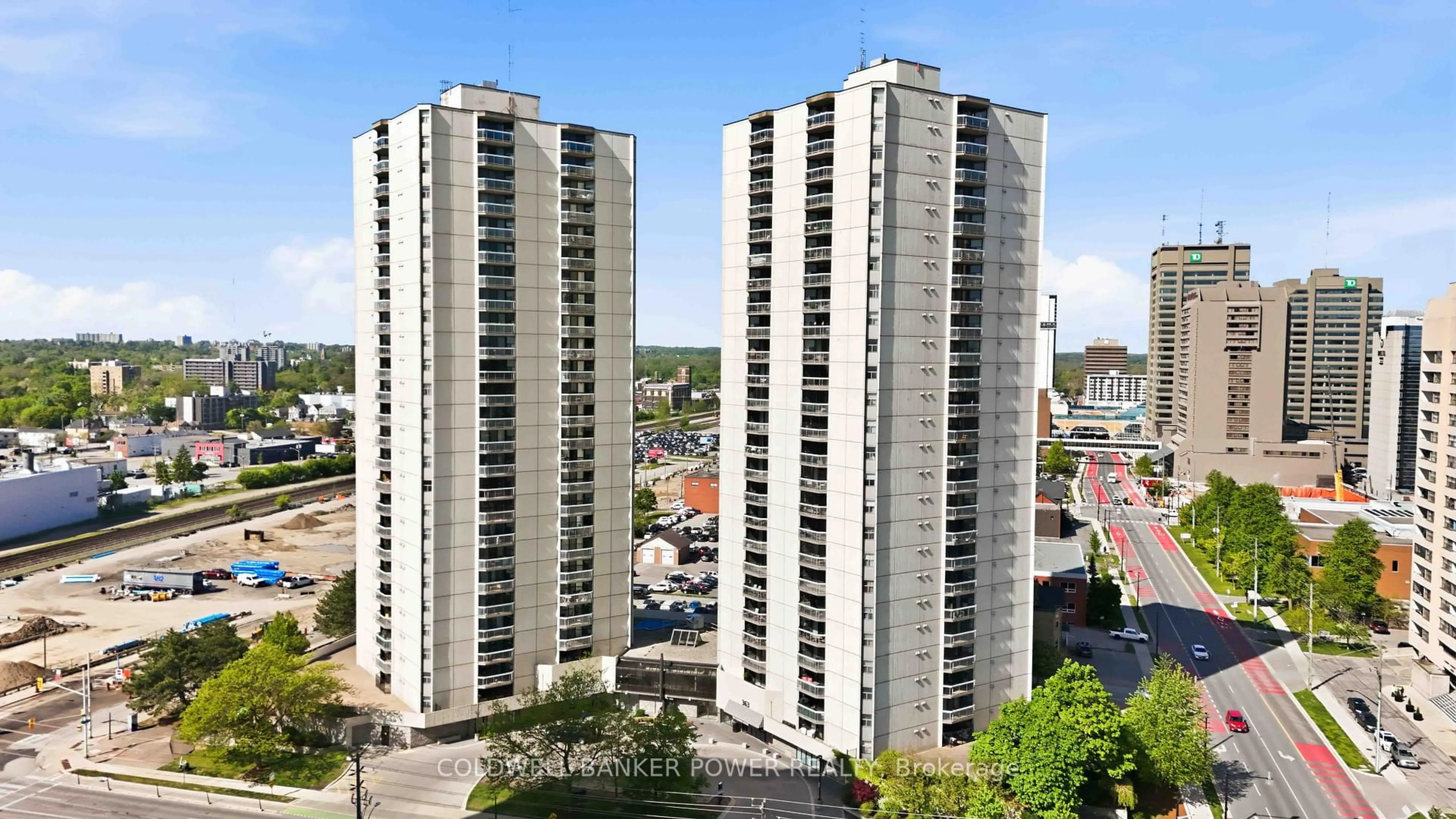 A pic from outside/outdoor area/front of a property/back of a property/a pic from drone, city buildings view from balcony for 323 Colborne St #302, London East Ontario N6B 3N8
