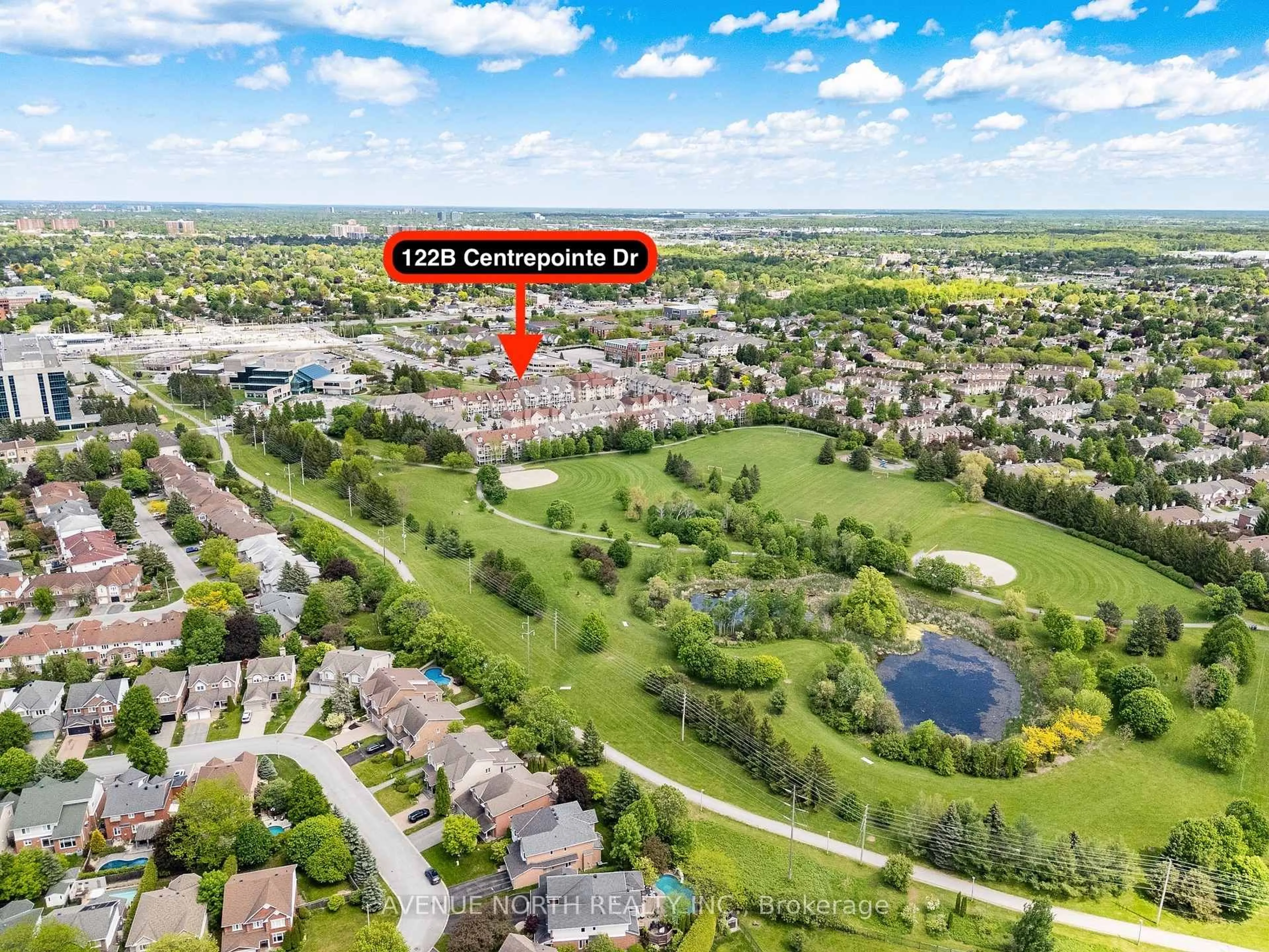 A pic from outside/outdoor area/front of a property/back of a property/a pic from drone, water/lake/river/ocean view for 122B Centrepointe Dr, Ottawa Ontario K2G 6B1