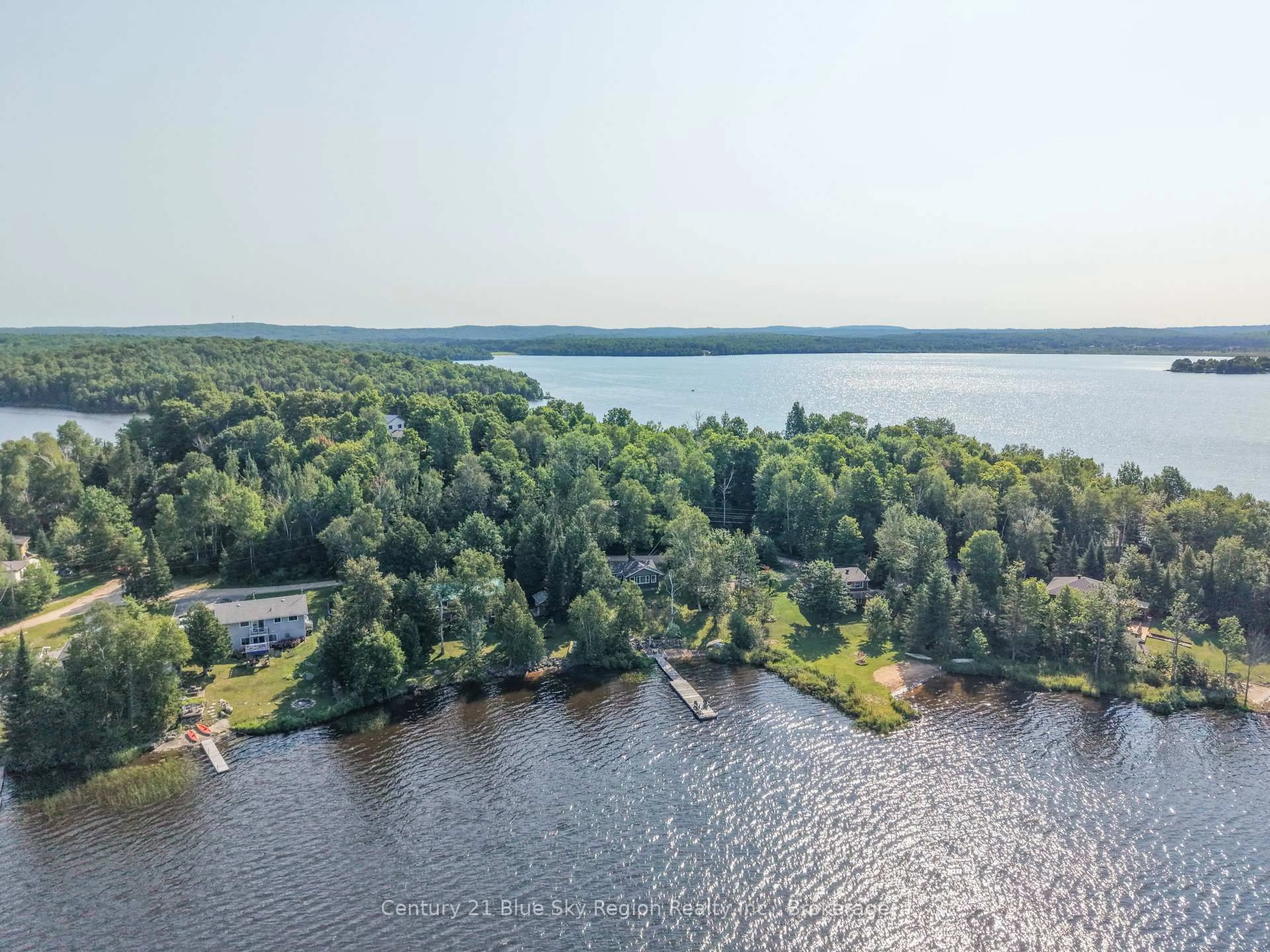 A pic from outside/outdoor area/front of a property/back of a property/a pic from drone, water/lake/river/ocean view for 485 Mallard Haven Rd, Chisholm Ontario P0H 1B0