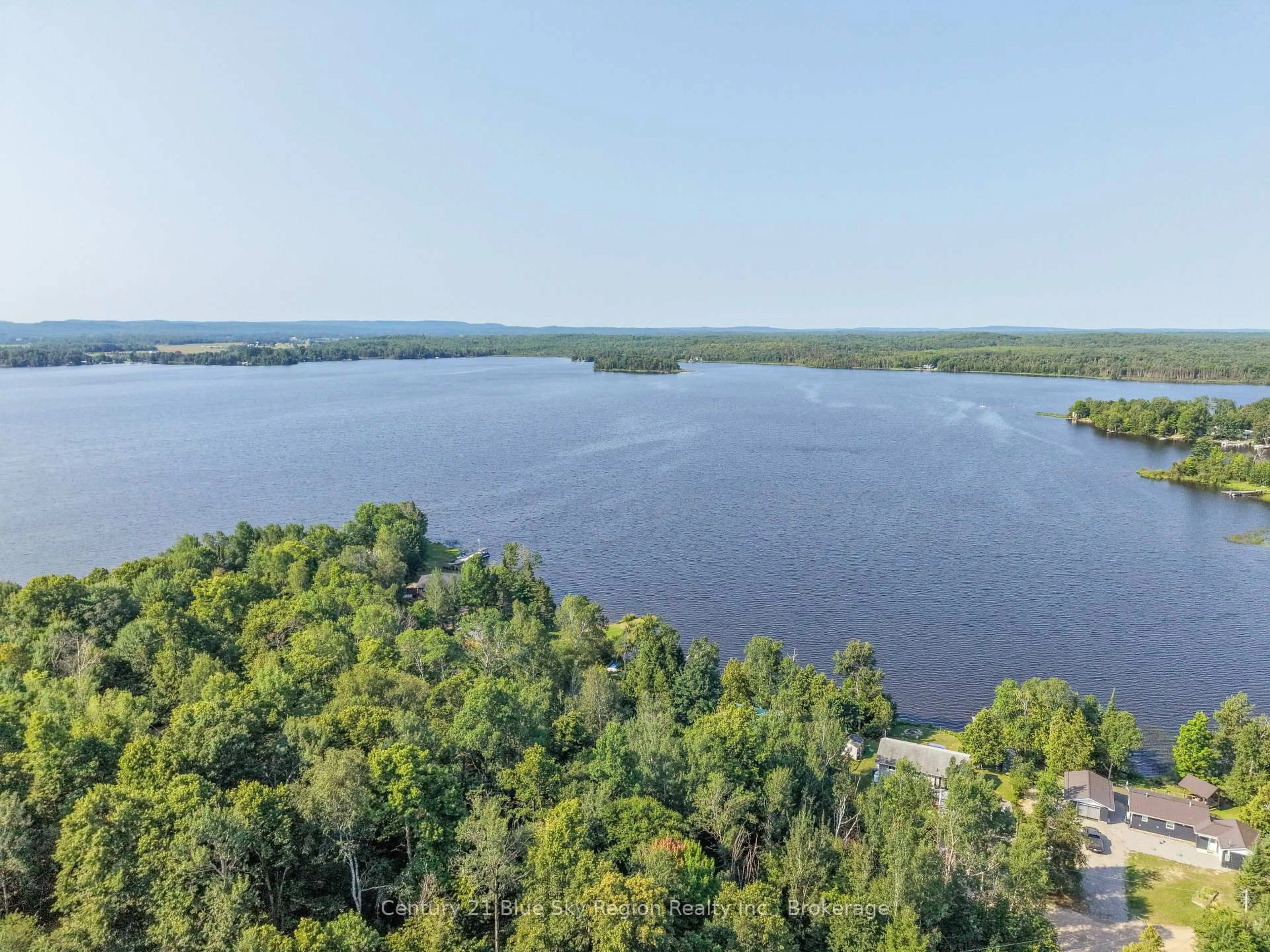 A pic from outside/outdoor area/front of a property/back of a property/a pic from drone, water/lake/river/ocean view for 485 Mallard Haven Rd, Chisholm Ontario P0H 1B0