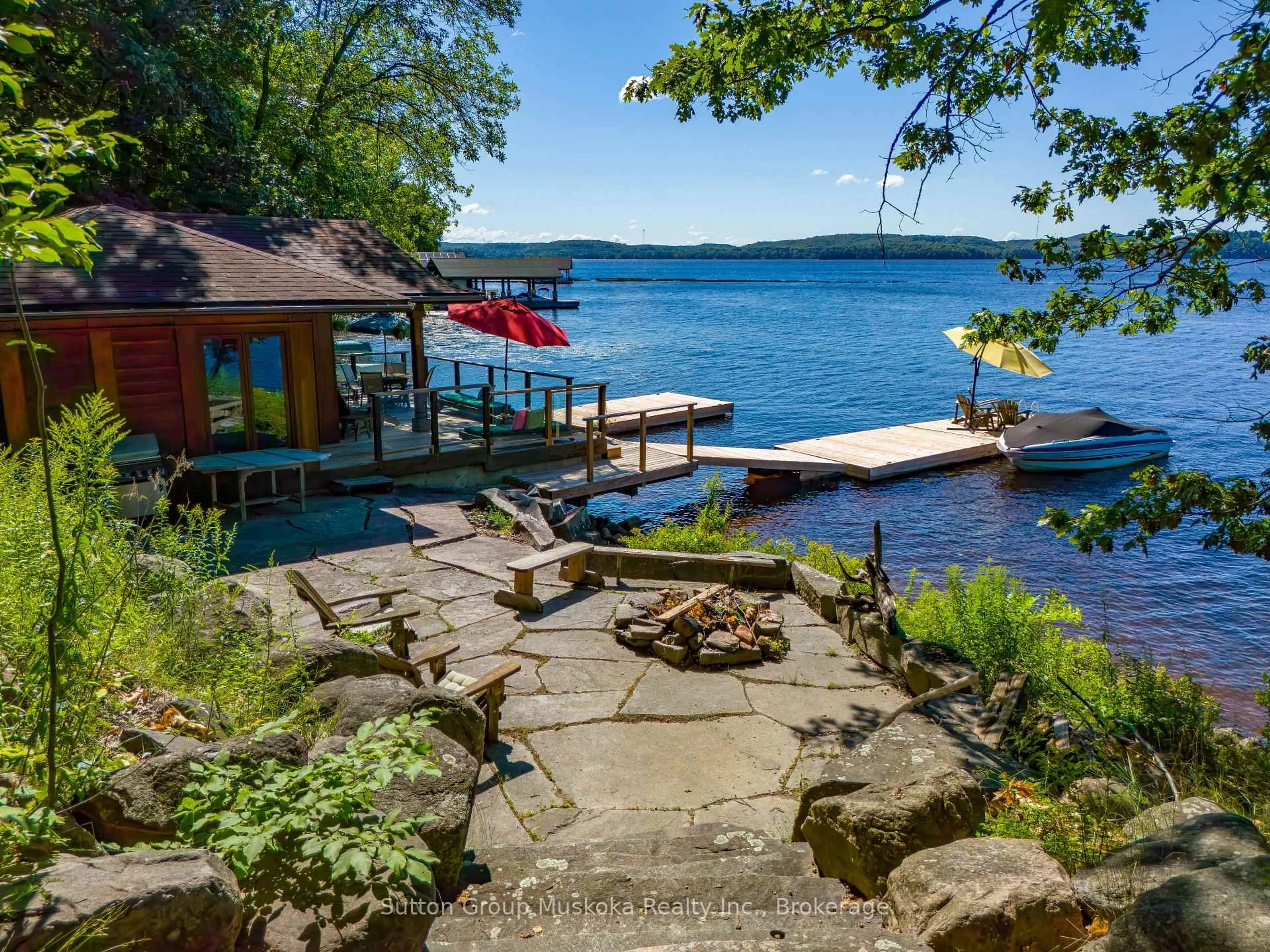 Patio, water/lake/river/ocean view for 29 Island View Lane, Huntsville Ontario P1H 2N5
