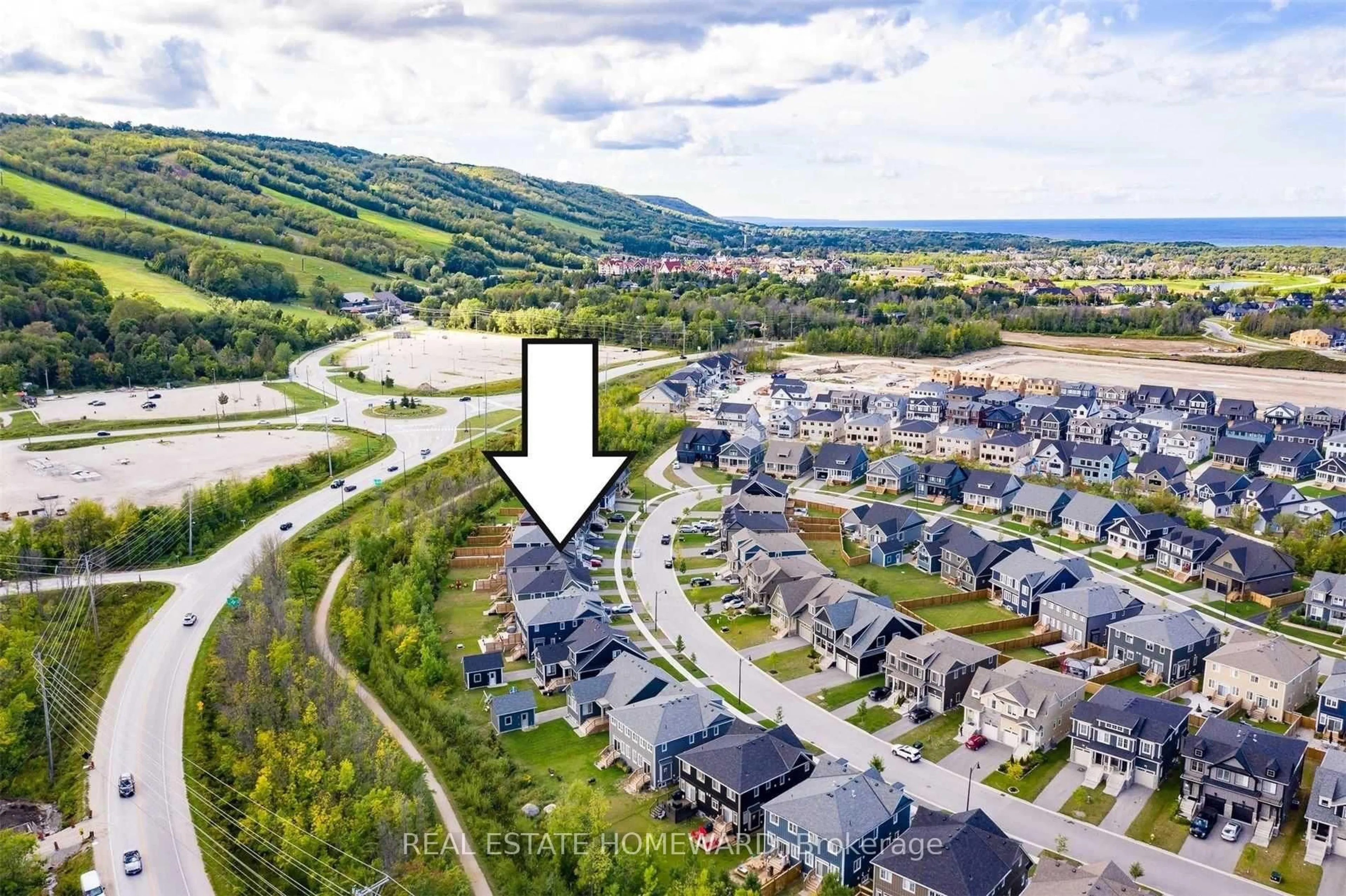 A pic from outside/outdoor area/front of a property/back of a property/a pic from drone, water/lake/river/ocean view for 222 Yellow Birch Ave, Blue Mountains Ontario L9Y 0R4