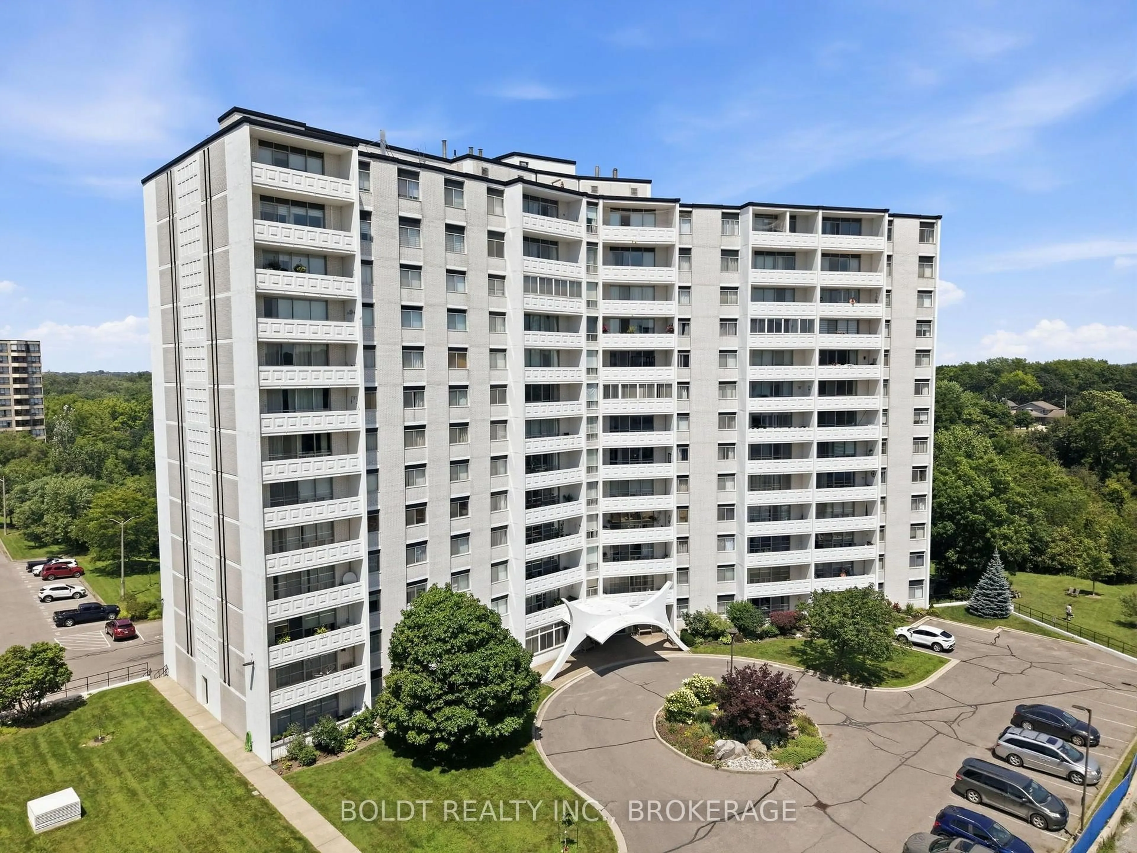 A pic from outside/outdoor area/front of a property/back of a property/a pic from drone, city buildings view from balcony for 15 Towering Heights Blvd #1206, St. Catharines Ontario L2T 3G7