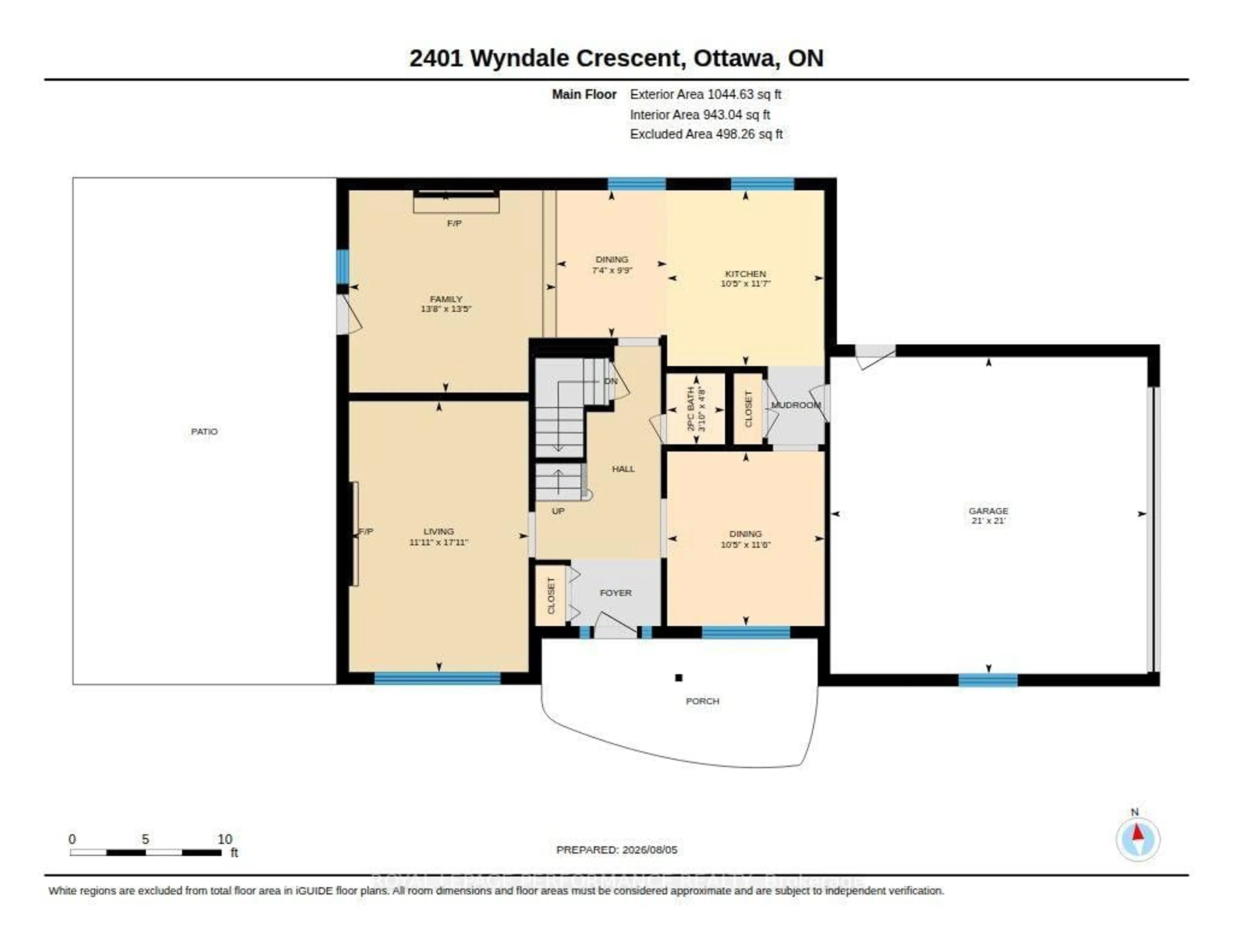 Floor plan for 2401 Wyndale Cres, Ottawa Ontario K1H 7A5