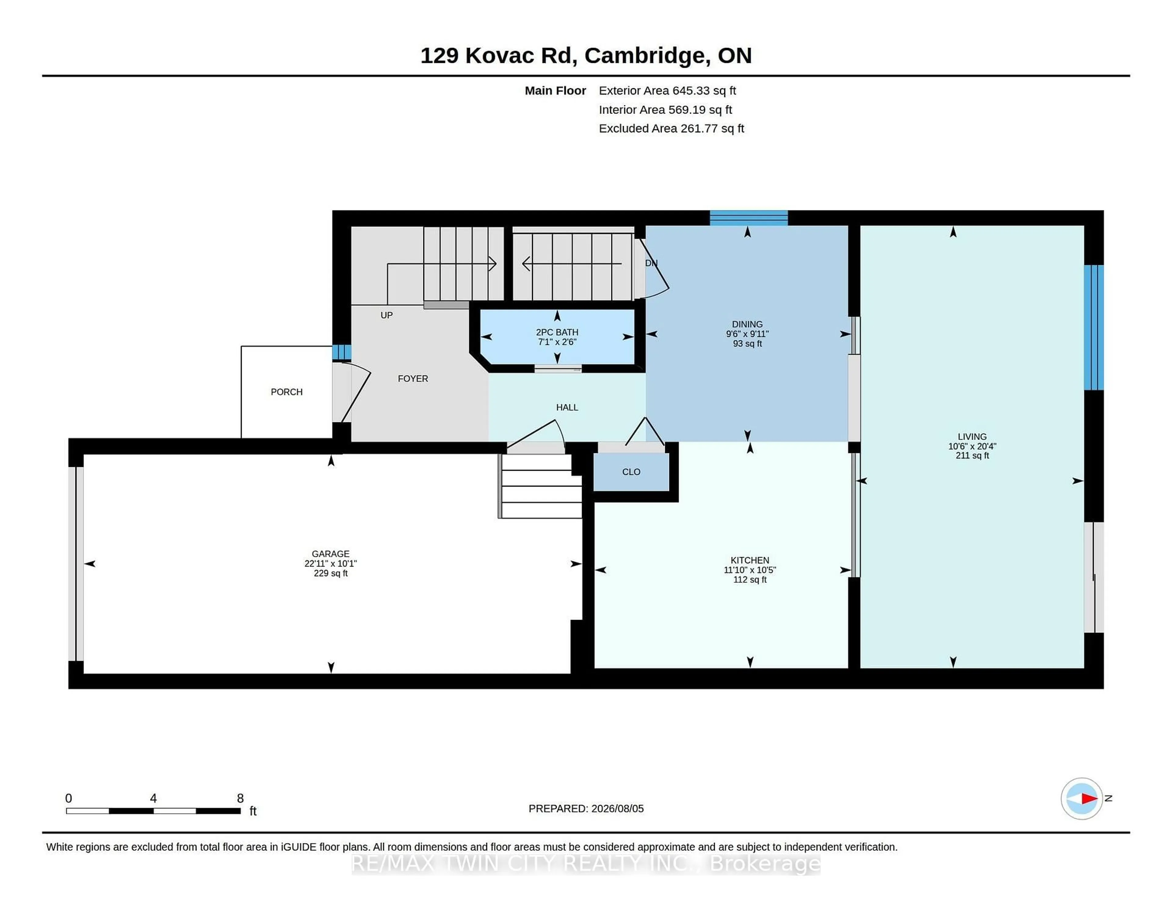 Floor plan for 129 KOVAC Rd, Cambridge Ontario N1R 8K4