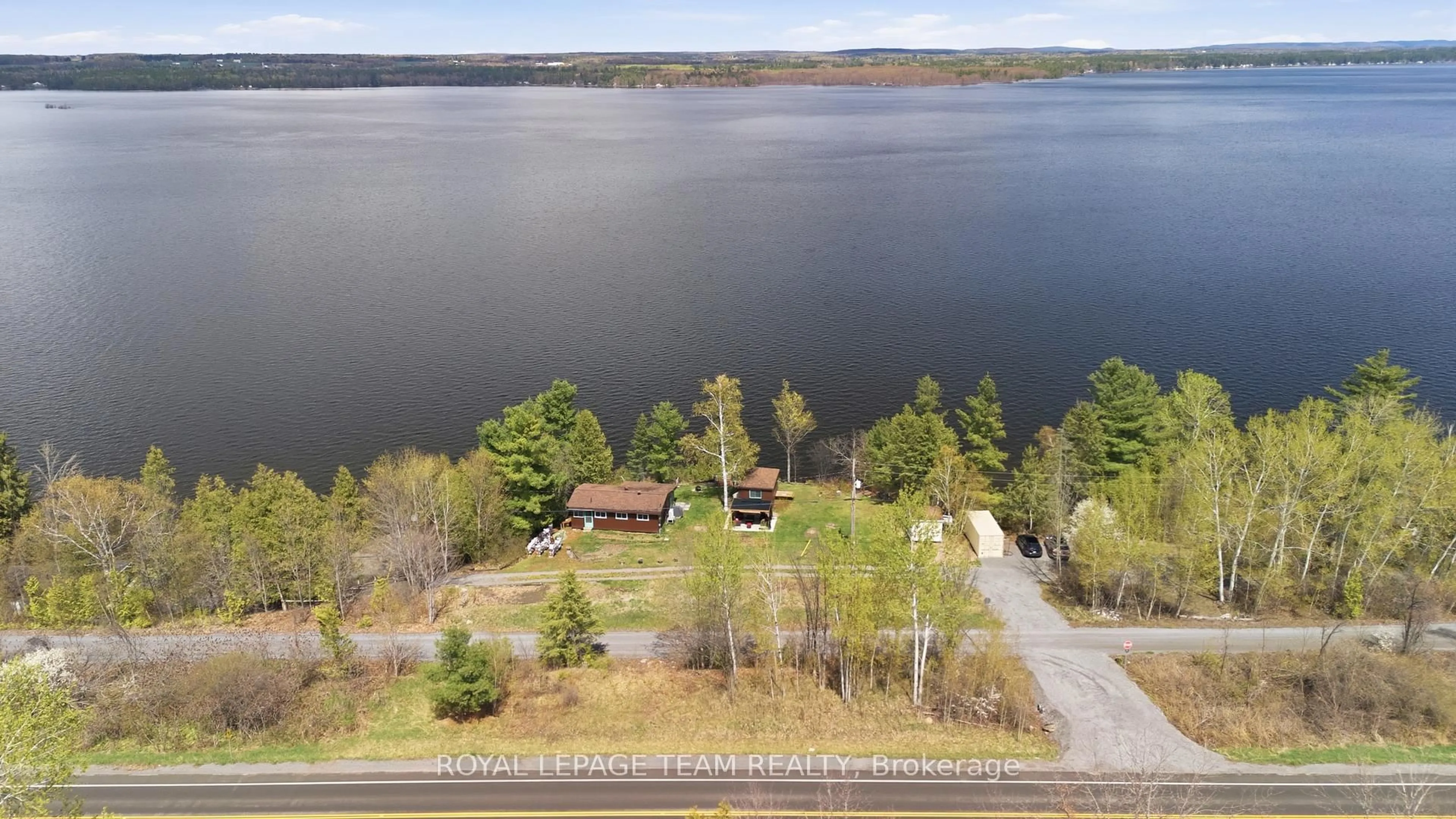 A pic from outside/outdoor area/front of a property/back of a property/a pic from drone, water/lake/river/ocean view for 60 Wrangell Rd, Braeside Ontario K0A 1G0