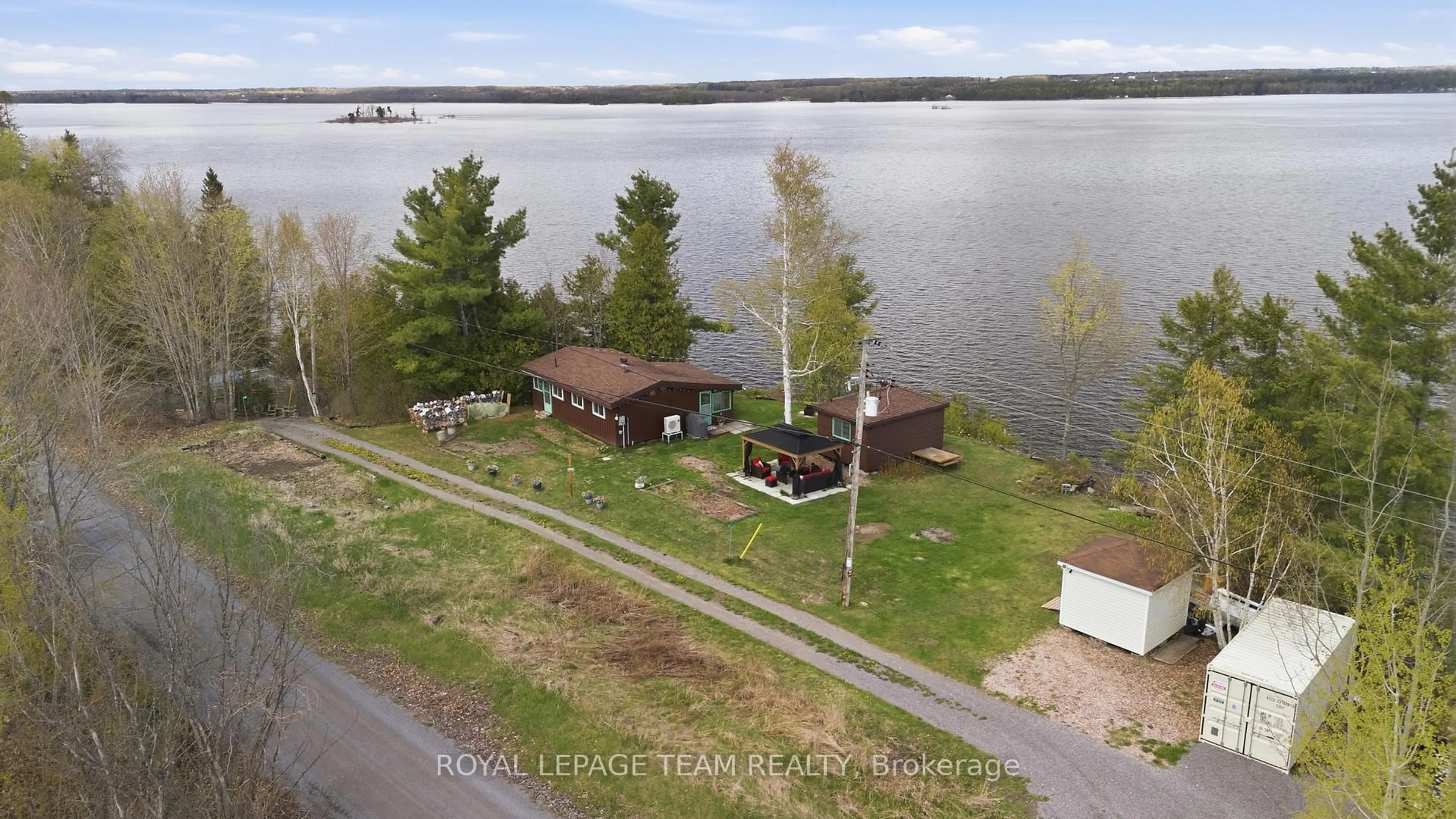 A pic from outside/outdoor area/front of a property/back of a property/a pic from drone, water/lake/river/ocean view for 60 Wrangell Rd, Braeside Ontario K0A 1G0