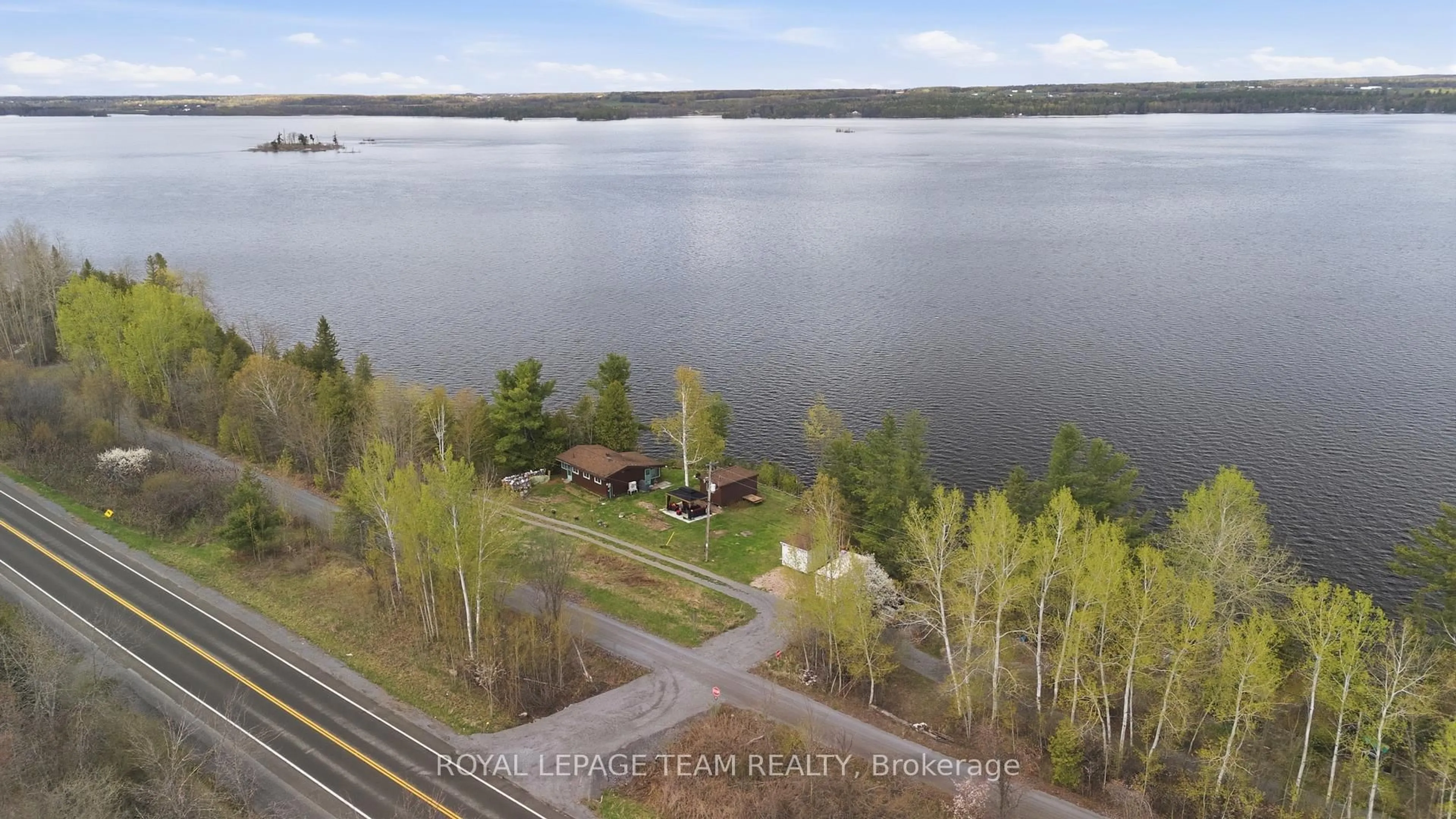 A pic from outside/outdoor area/front of a property/back of a property/a pic from drone, water/lake/river/ocean view for 60 Wrangell Rd, Braeside Ontario K0A 1G0