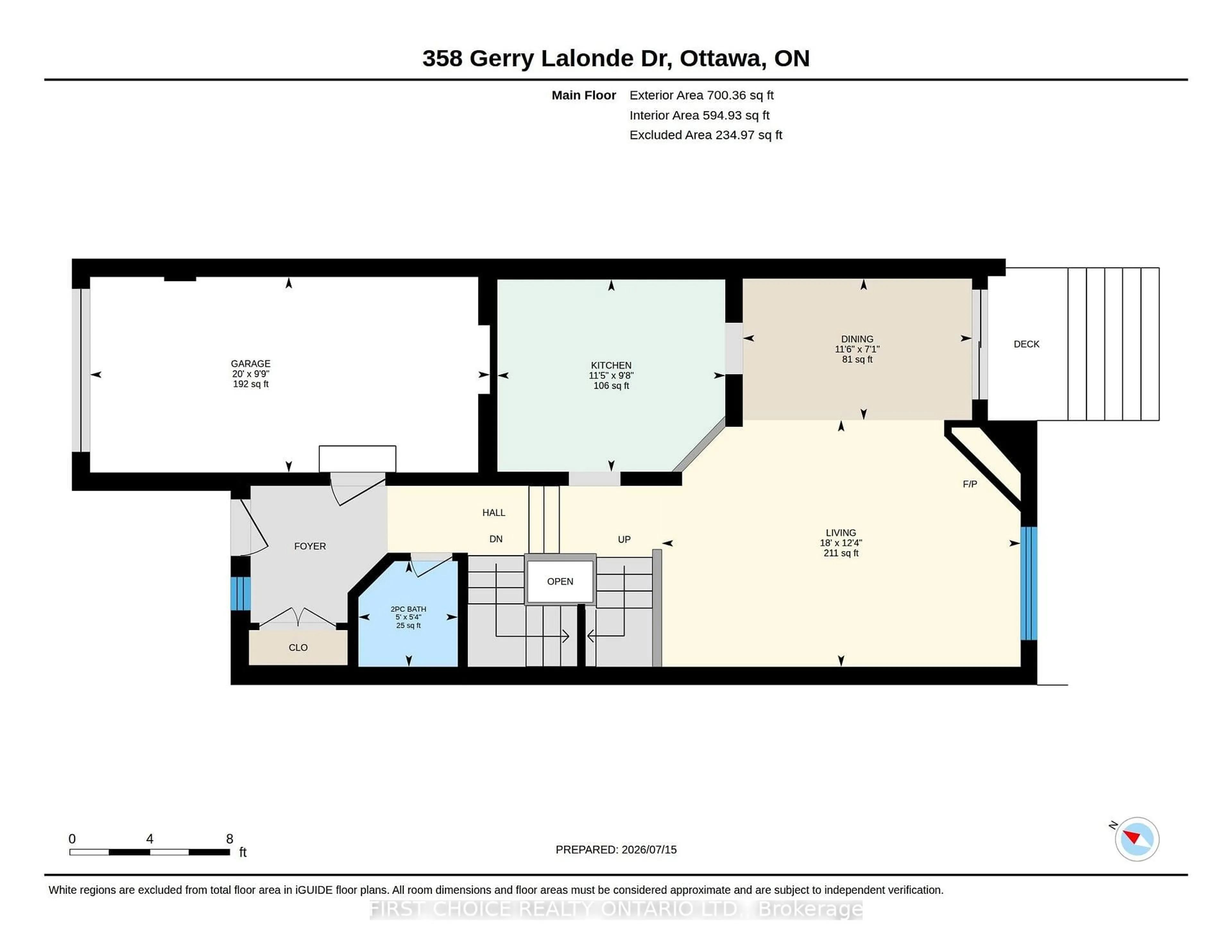 Floor plan for 358 Gerry Lalonde Dr, Ottawa Ontario K4A 0Y3