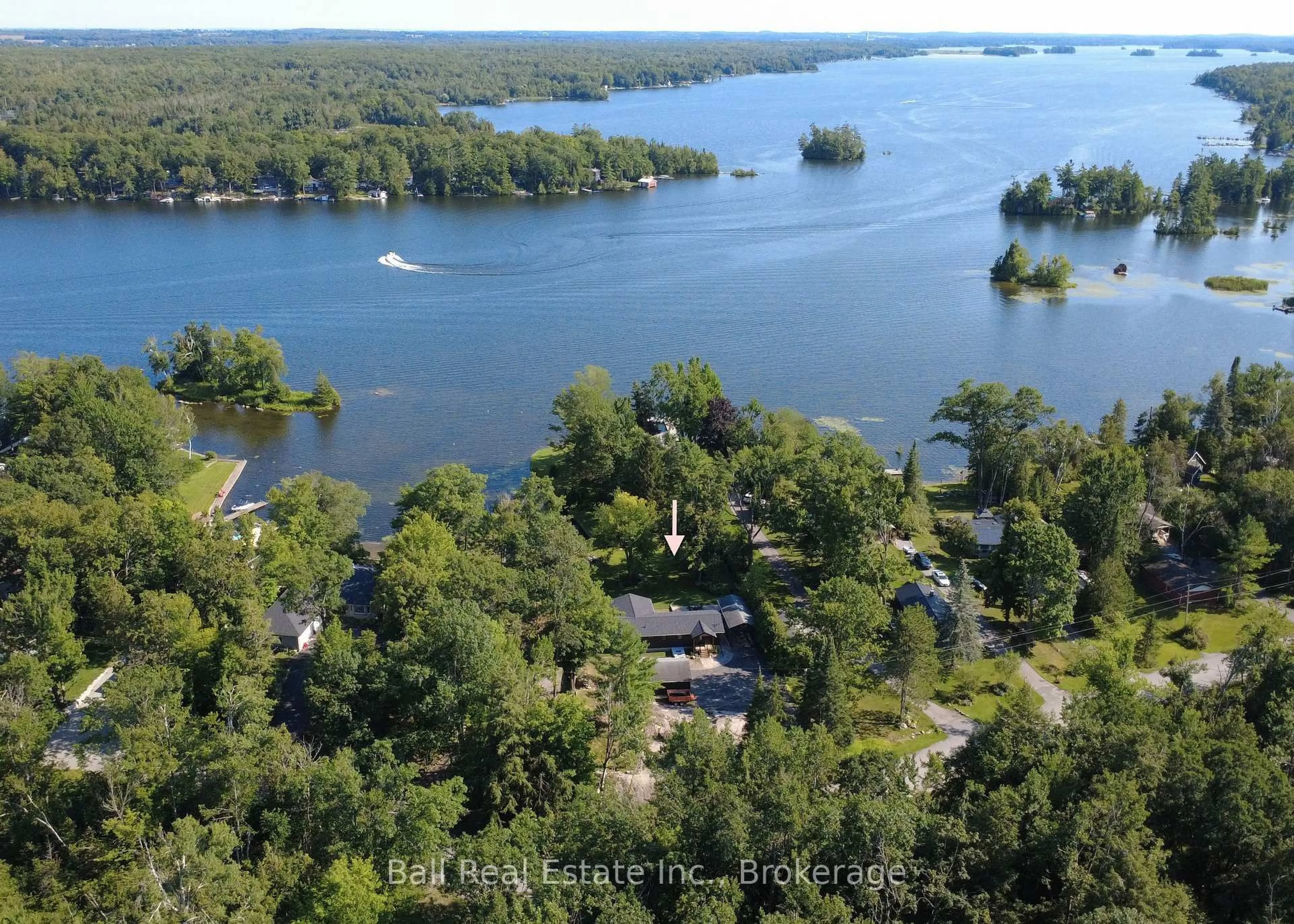 A pic from outside/outdoor area/front of a property/back of a property/a pic from drone, water/lake/river/ocean view for 116 Mystic Point Rd, Trent Lakes Ontario K0L 1J0