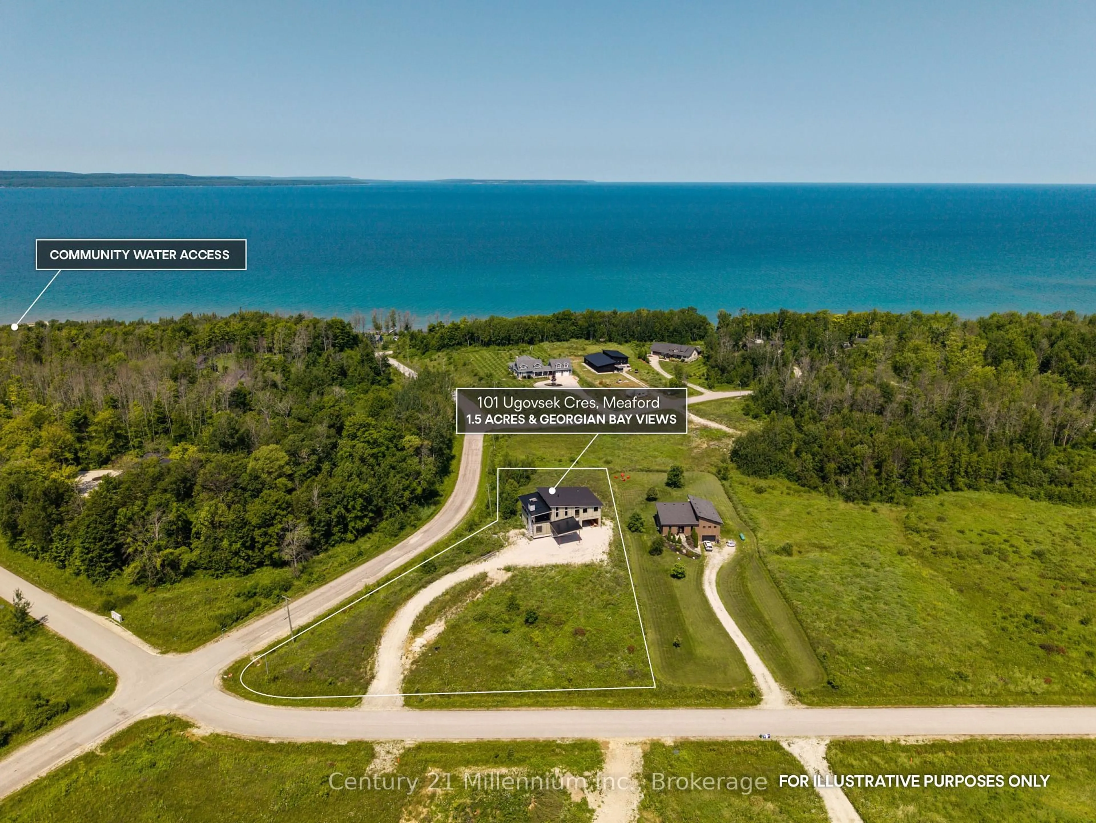 A pic from outside/outdoor area/front of a property/back of a property/a pic from drone, water/lake/river/ocean view for 101 Ugovsek Cres, Meaford Ontario N0H 1B0