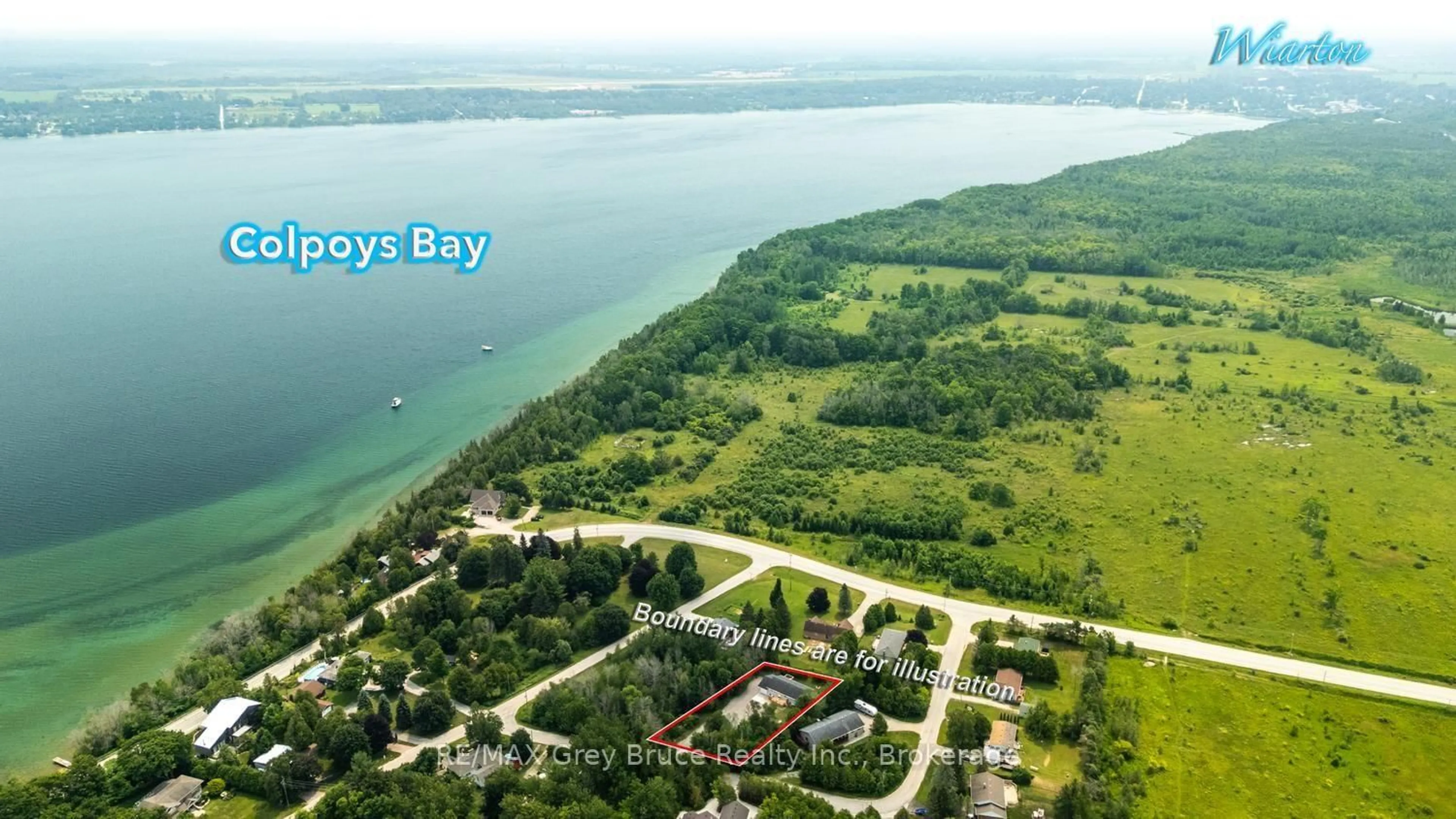 A pic from outside/outdoor area/front of a property/back of a property/a pic from drone, water/lake/river/ocean view for 20 Hector St, South Bruce Peninsula Ontario N0H 2T0