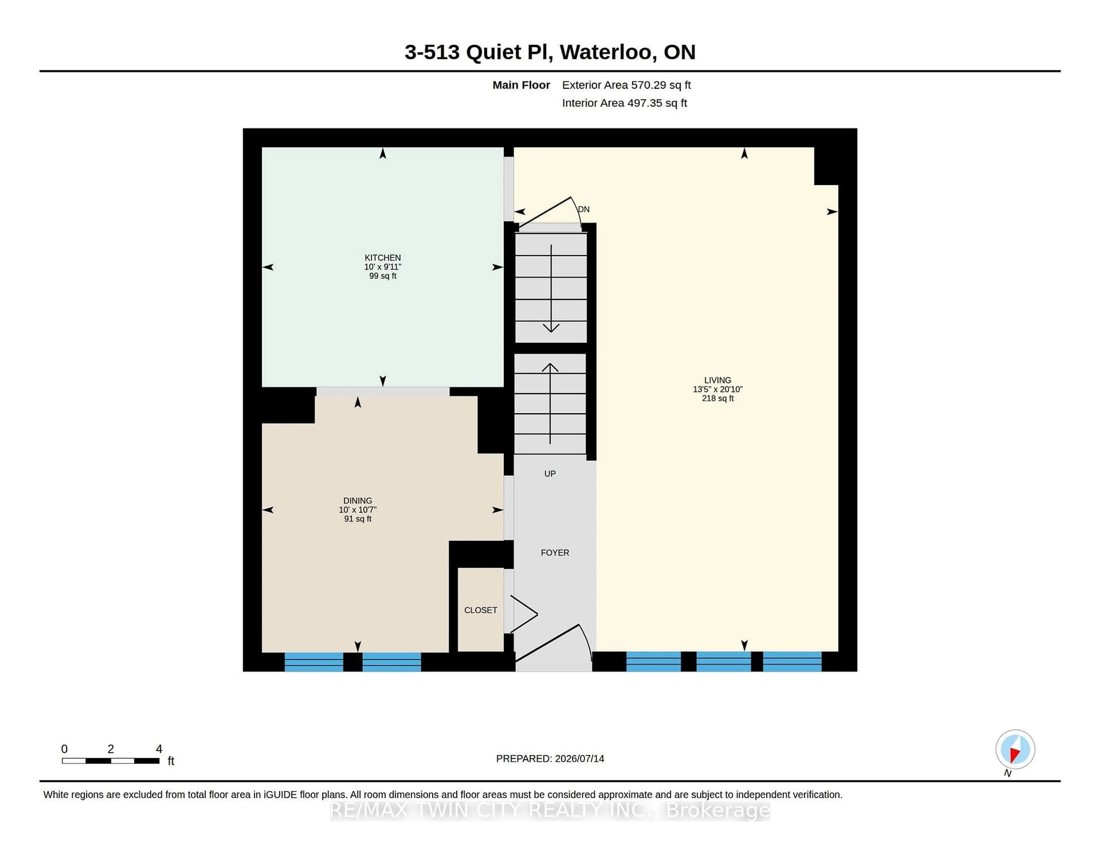 Floor plan for 513 Quiet Pl #3, Waterloo Ontario N2L 5L6