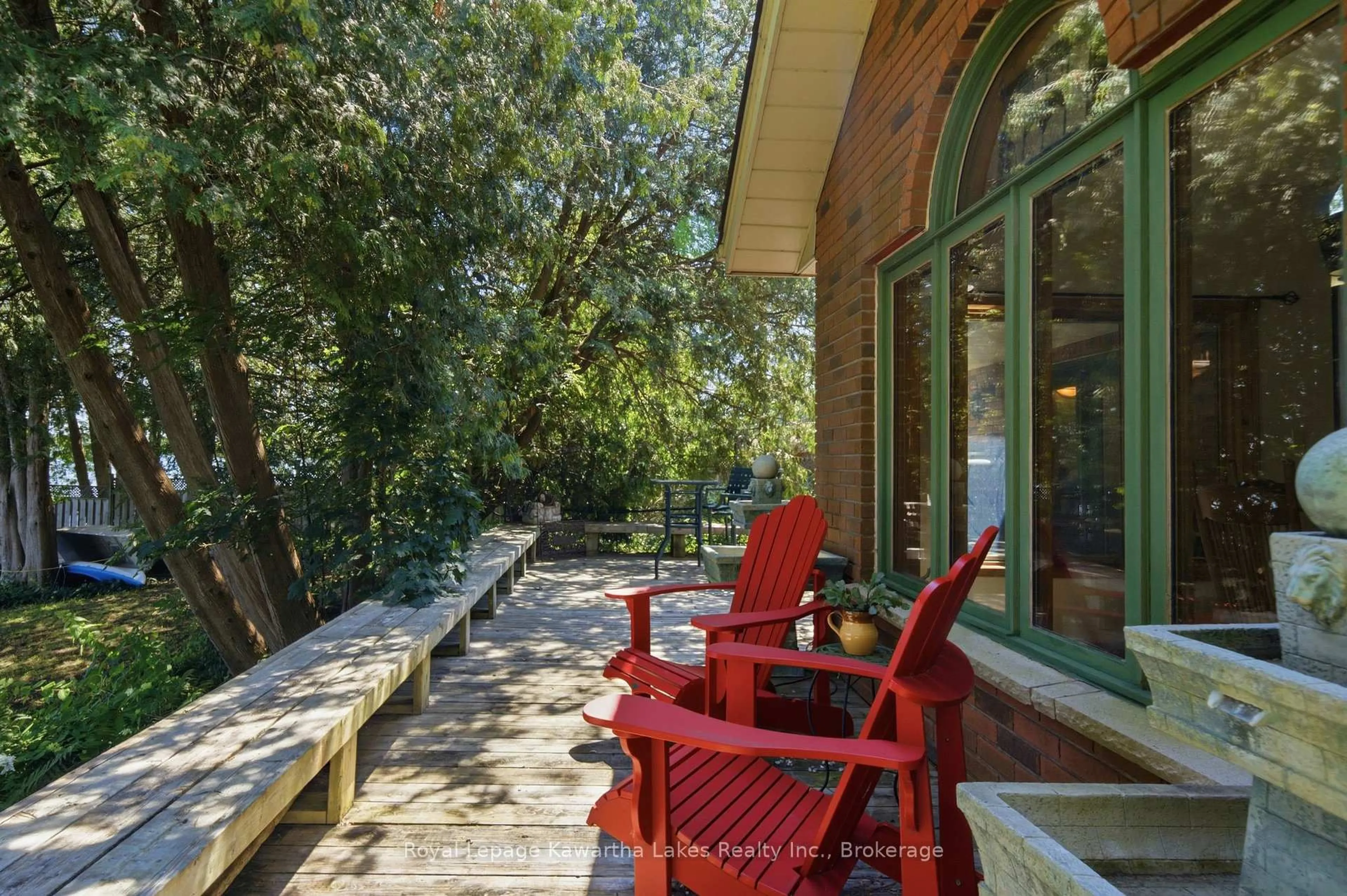 Patio, forest/trees view for 100 Pinewood Blvd, Kawartha Lakes Ontario K0M 2B0