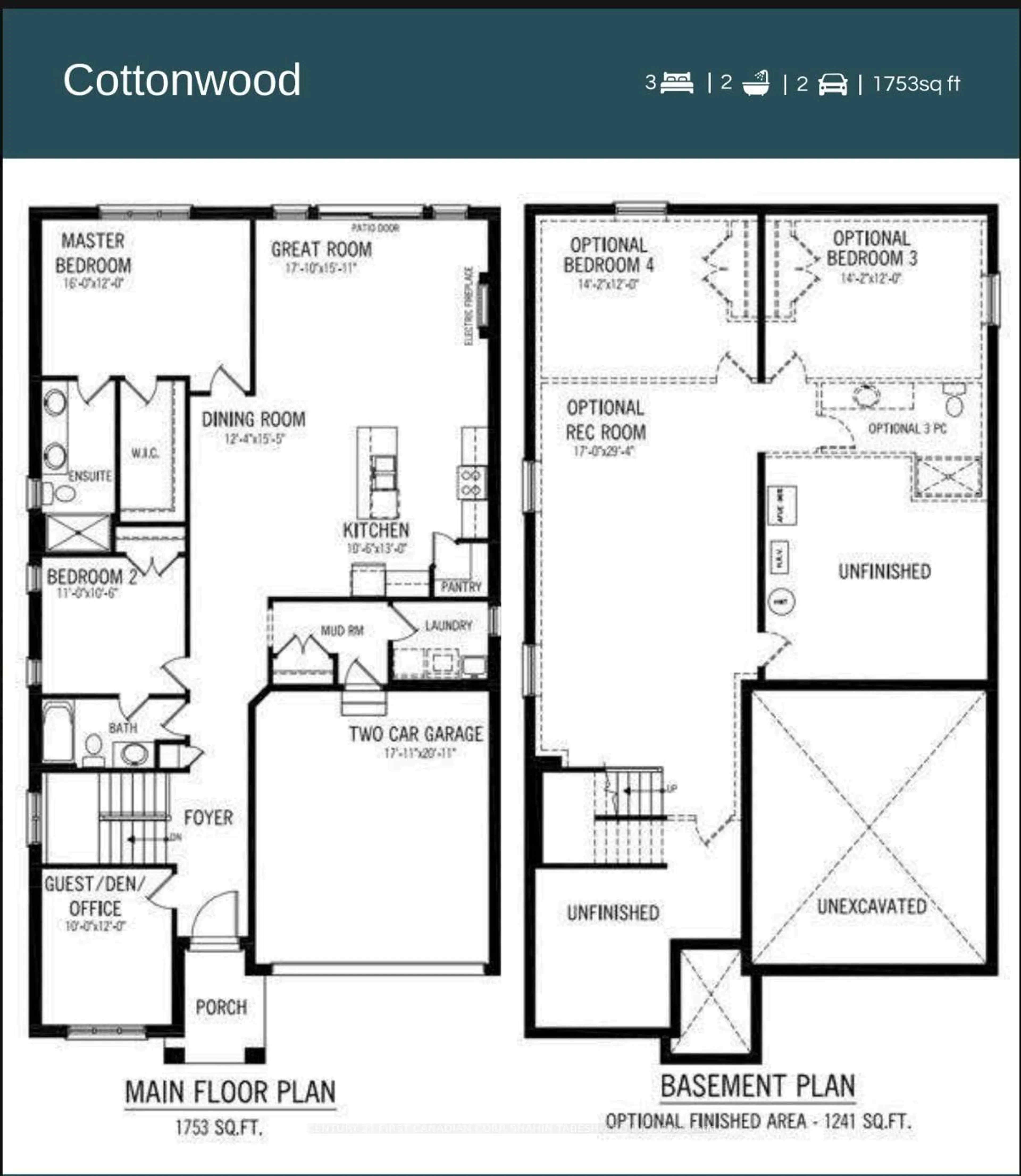 Floor plan for 3425 Grand Oak Crossing #44, London South Ontario N6P 0K4