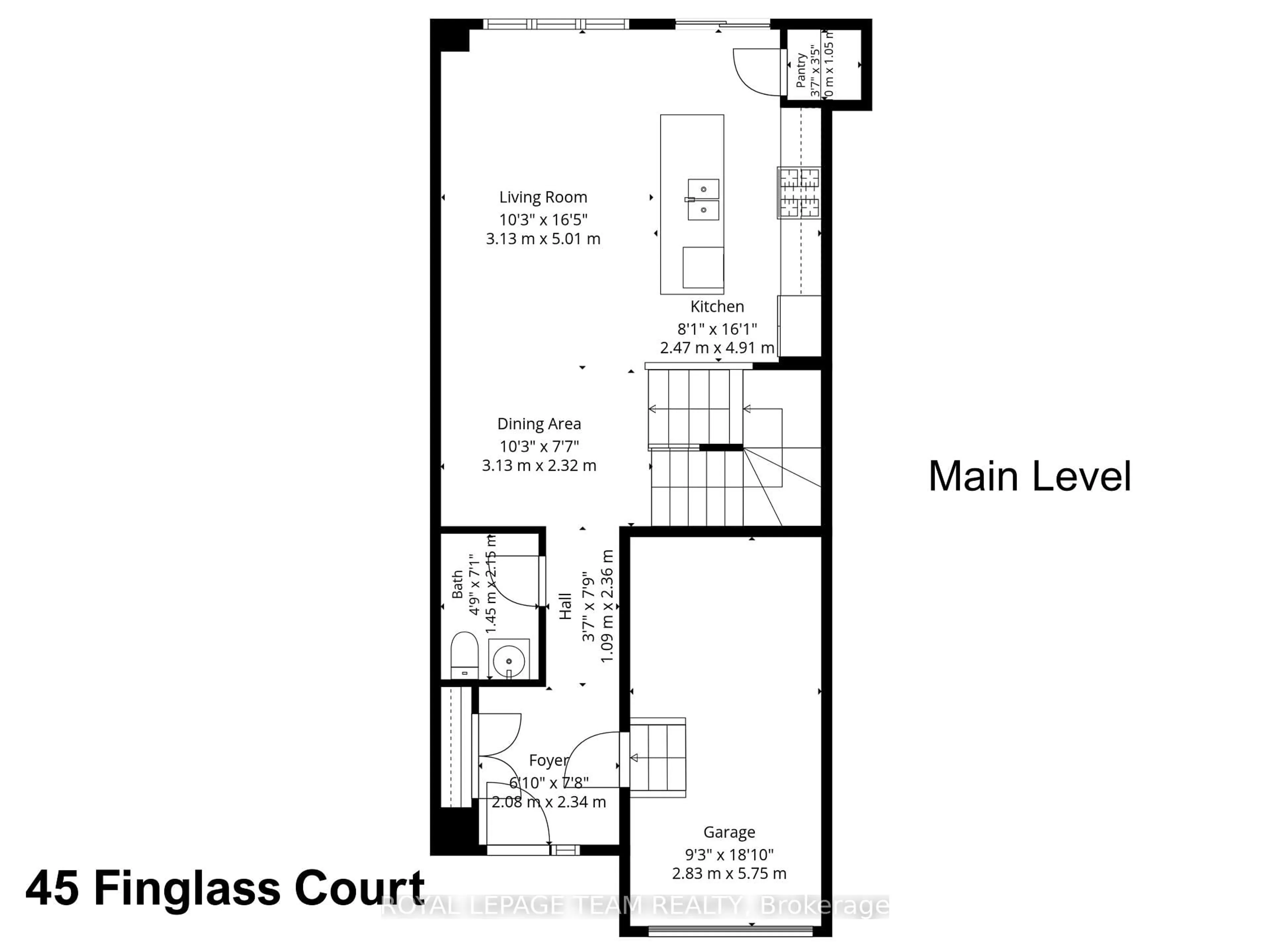 Floor plan for 45 Finglas Crt, Ottawa Ontario K2J 6Y6