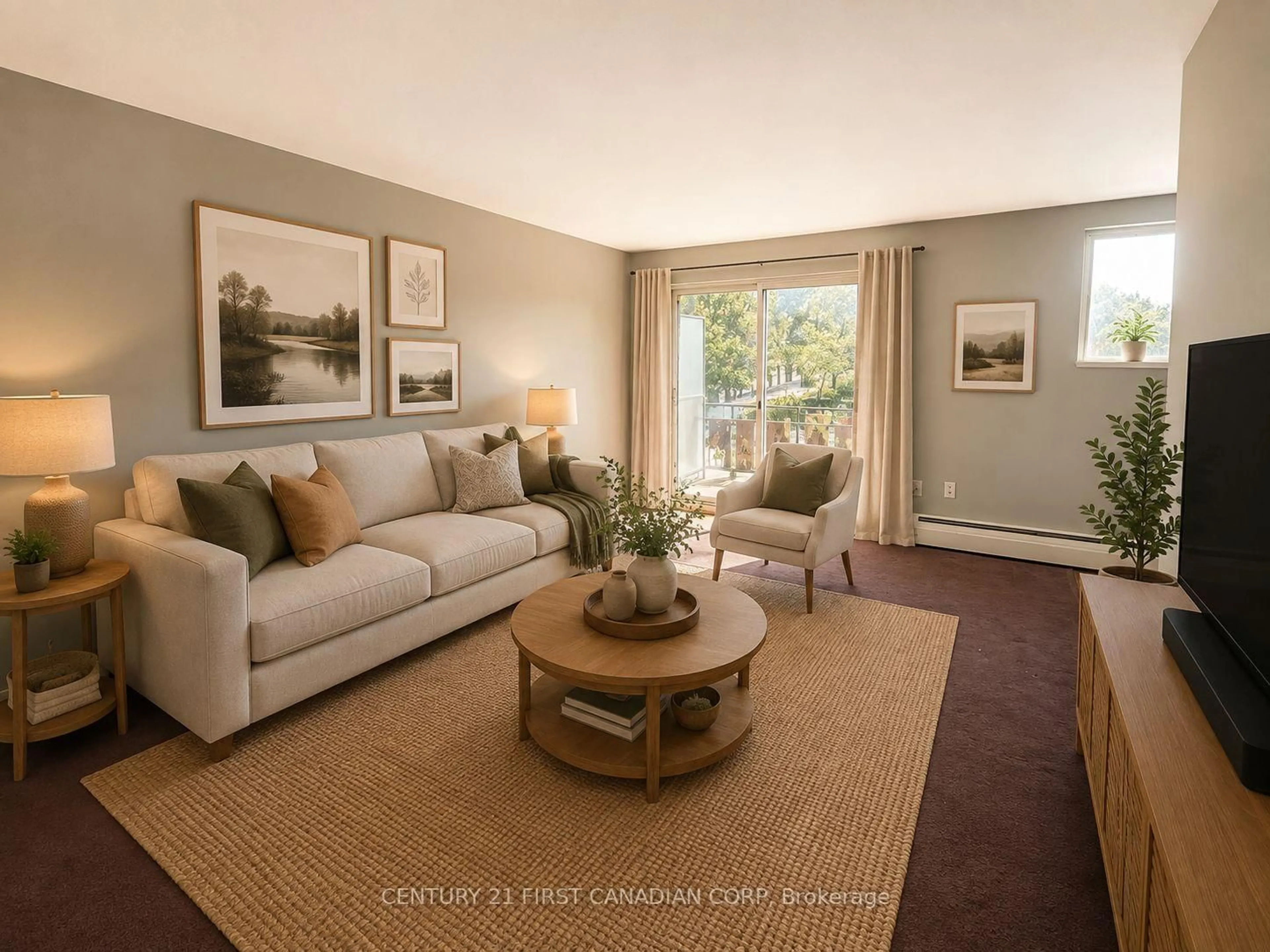 Living room with furniture, carpet floor for 1830 Dumont St #304, London East Ontario N5W 2S1