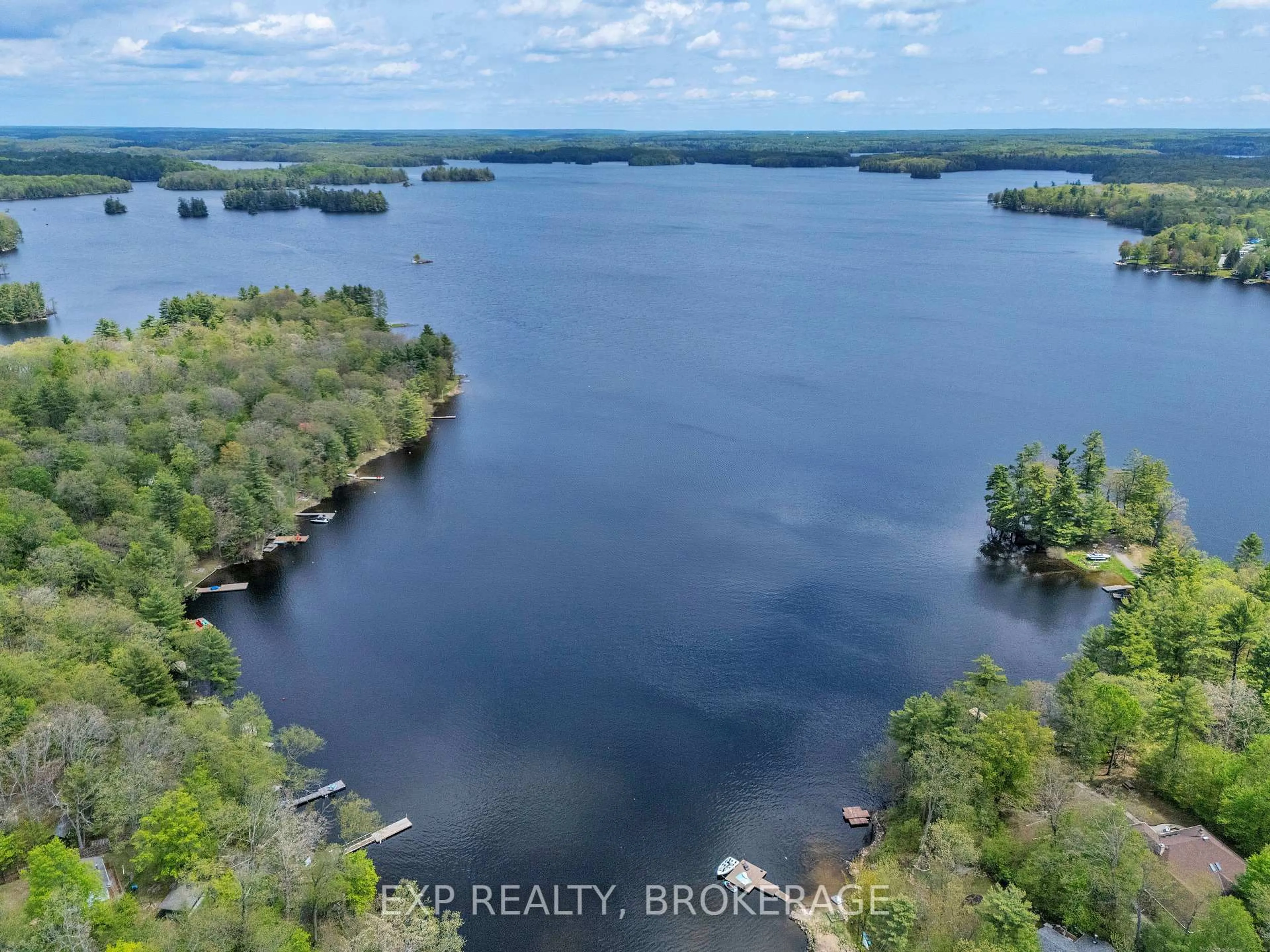 A pic from outside/outdoor area/front of a property/back of a property/a pic from drone, water/lake/river/ocean view for 3 Acorn Lane, Tichborne Ontario K0H 2V0