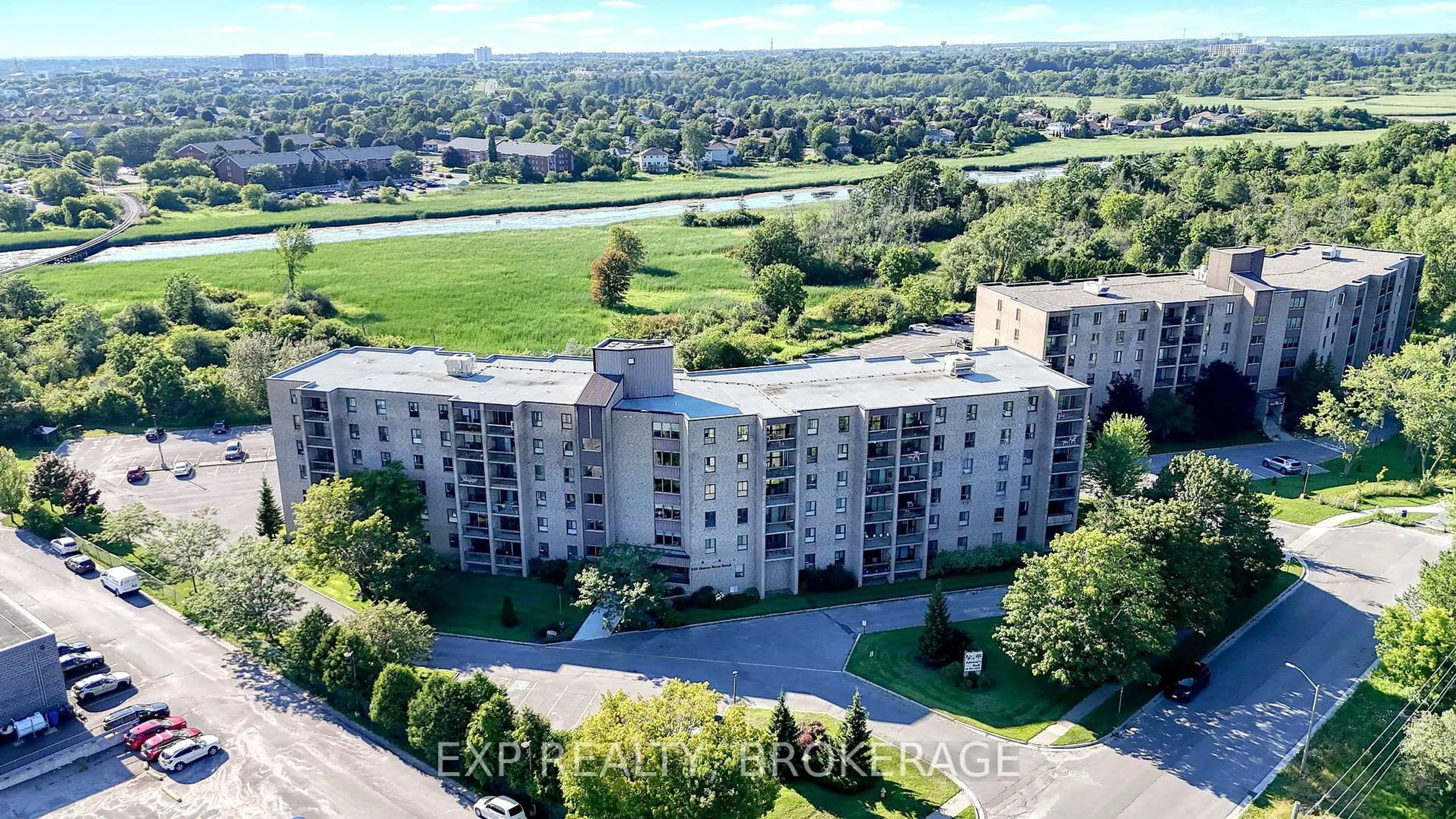 A pic from outside/outdoor area/front of a property/back of a property/a pic from drone, city buildings view from balcony for 334 QUEEN MARY Rd #308, Kingston Ontario K7M 7E7