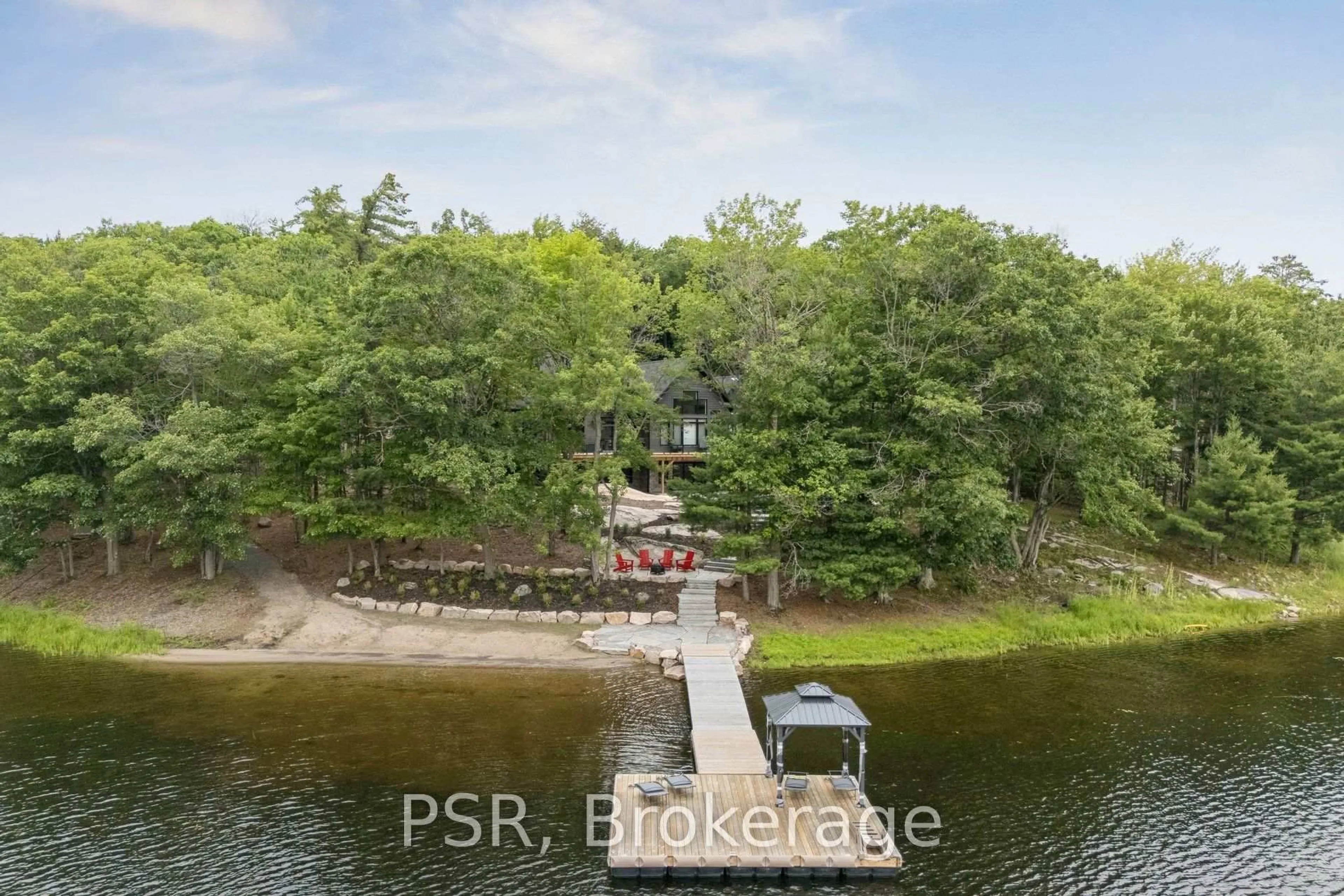 A pic from outside/outdoor area/front of a property/back of a property/a pic from drone, water/lake/river/ocean view for 34 Calow Rd, Carling Ontario P0G 1G0