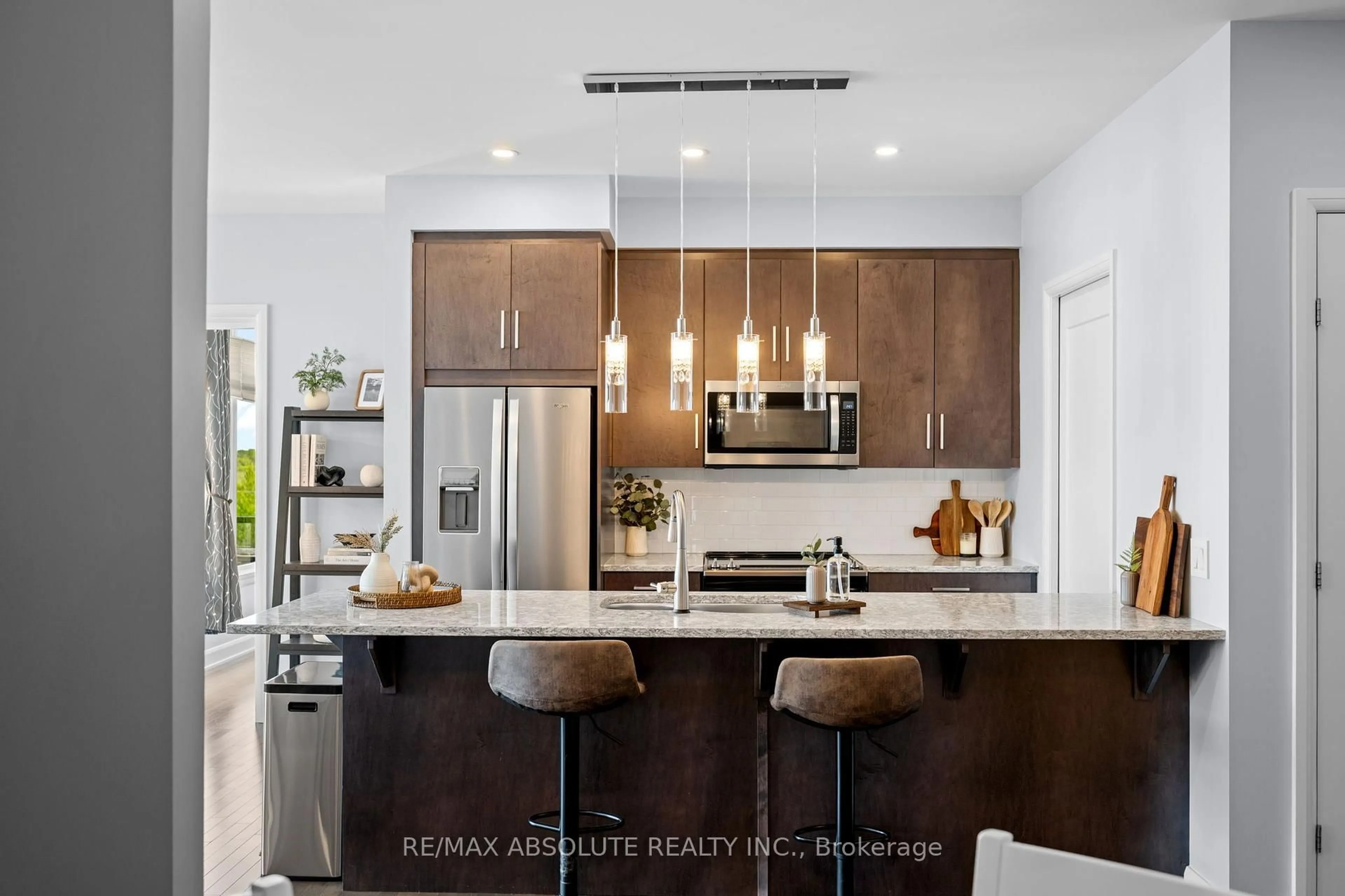 Contemporary kitchen, ceramic/tile floor for 170 Boundstone Way #304, Ottawa Ontario K2T 0M8