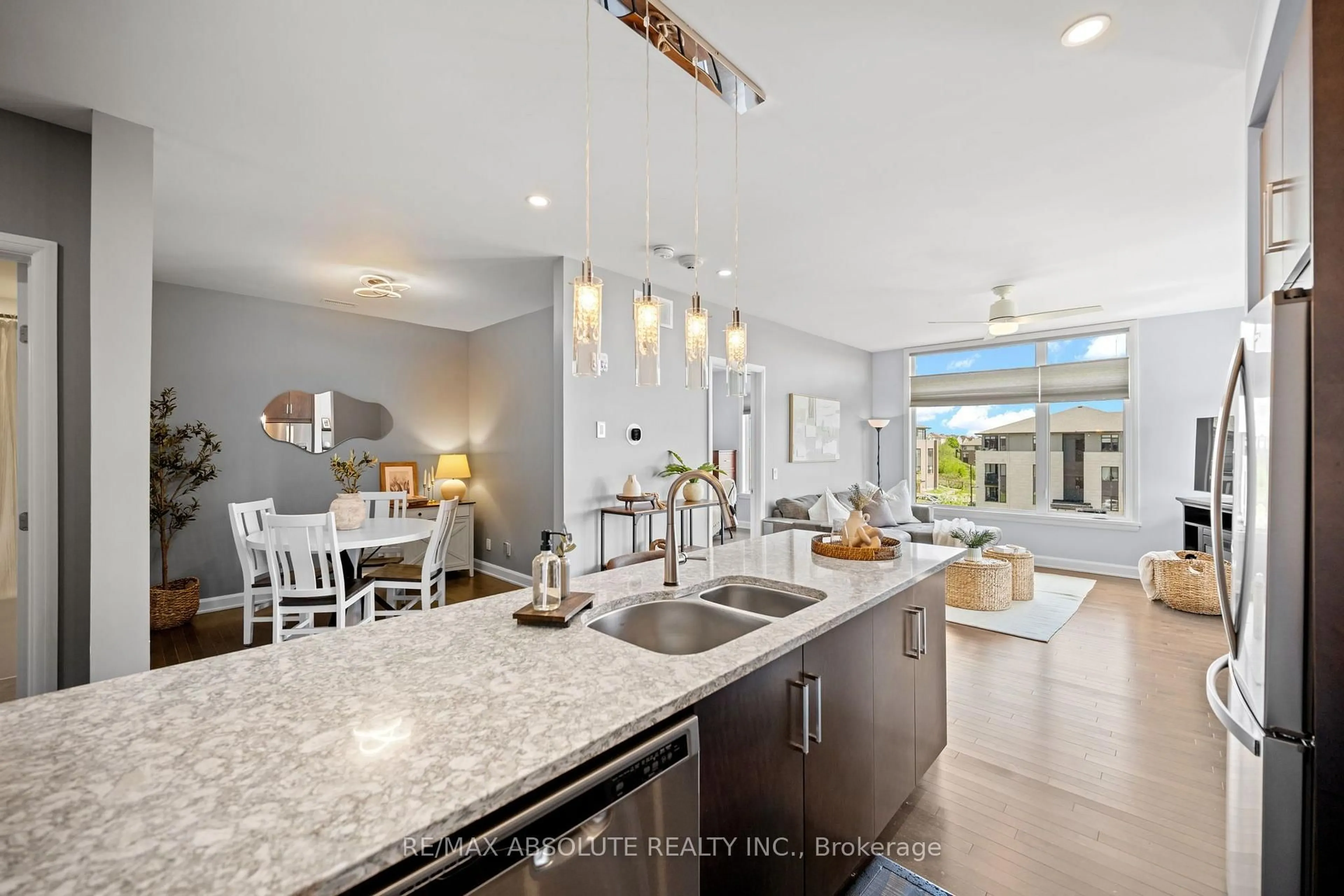 Open concept kitchen, ceramic/tile floor for 170 Boundstone Way #304, Ottawa Ontario K2T 0M8