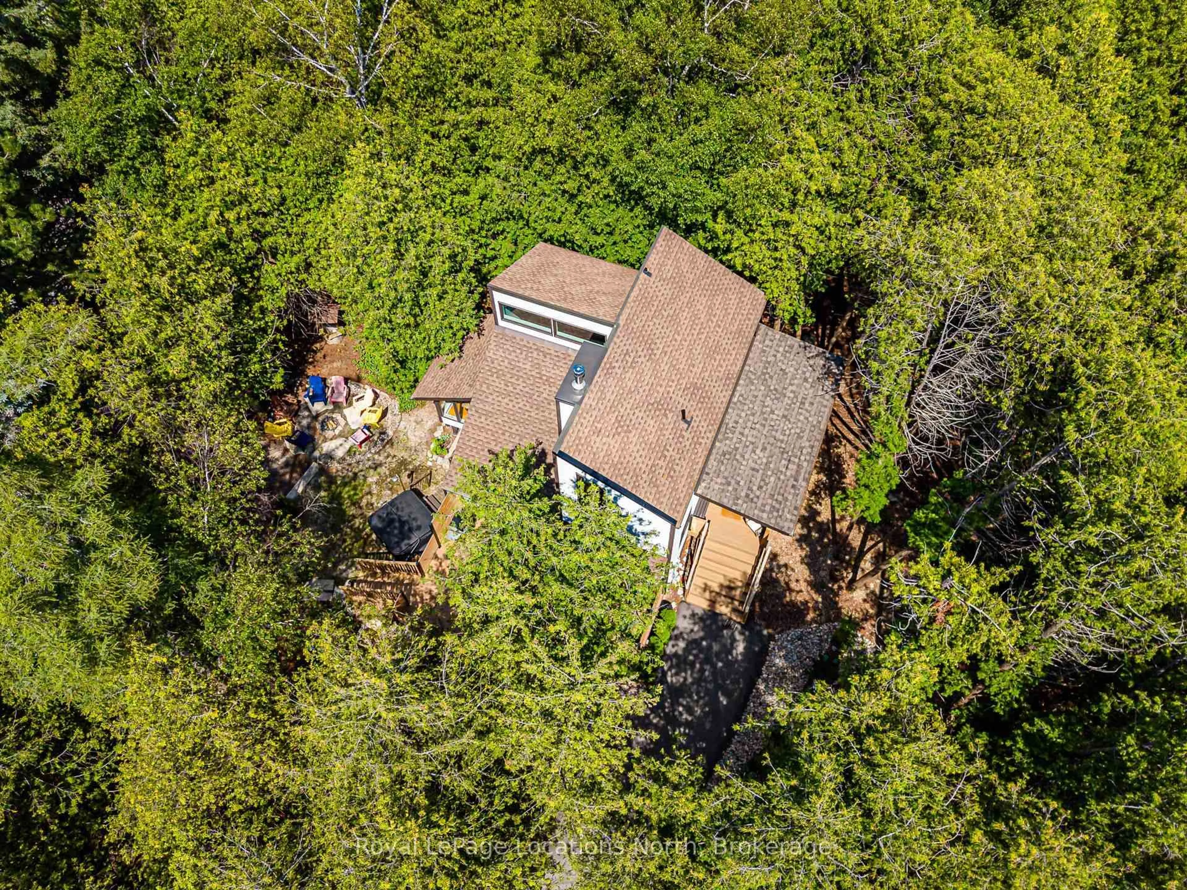 A pic from outside/outdoor area/front of a property/back of a property/a pic from drone, forest/trees view for 157 Woodland Park Rd, Blue Mountains Ontario N0H 1J0