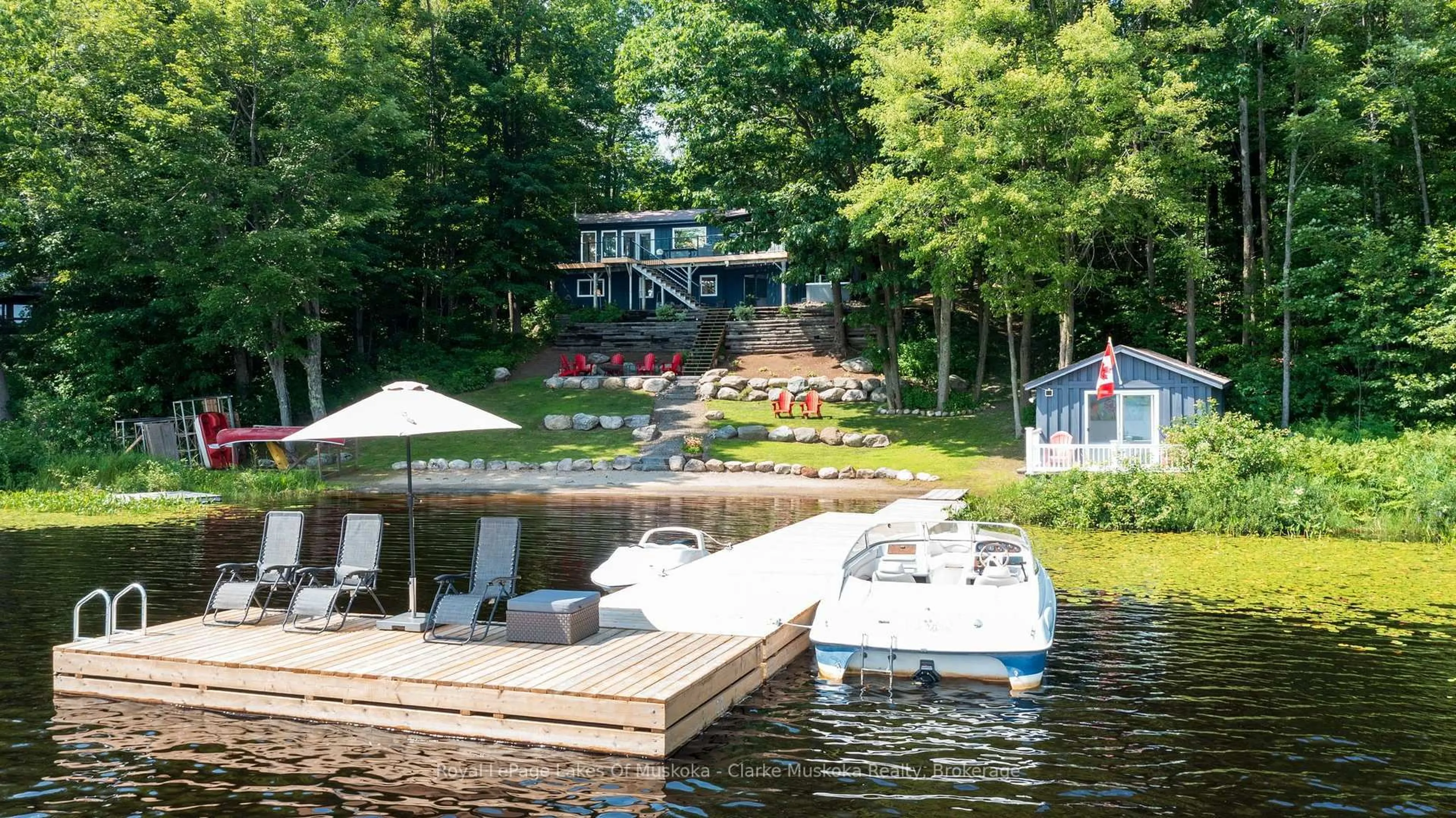 Patio, water/lake/river/ocean view for 1048 Brackenrig Rd, Muskoka Lakes Ontario P0B 1J0