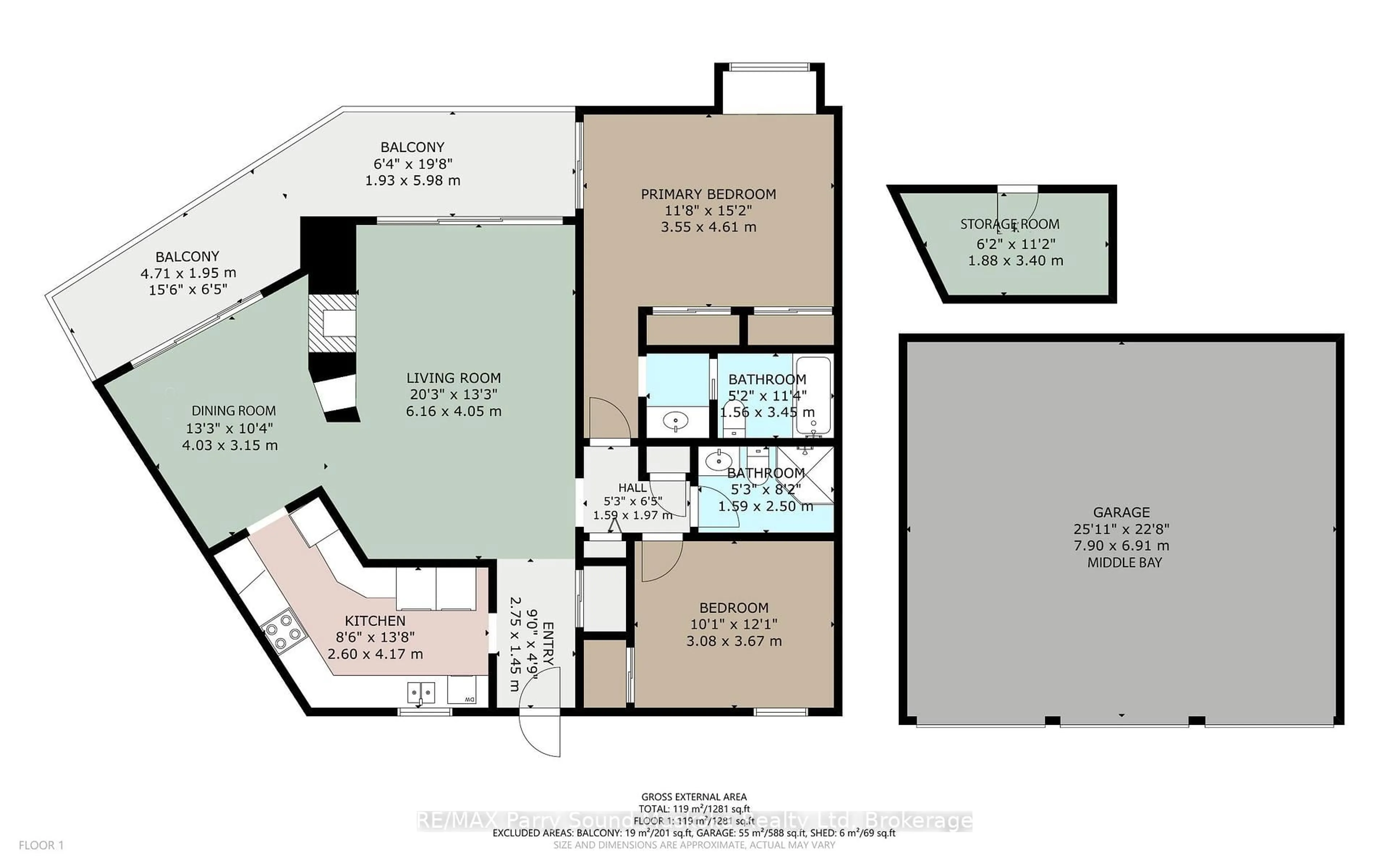 Floor plan for 20 Ryder Dr #3B, McDougall Ontario P2A 2W9