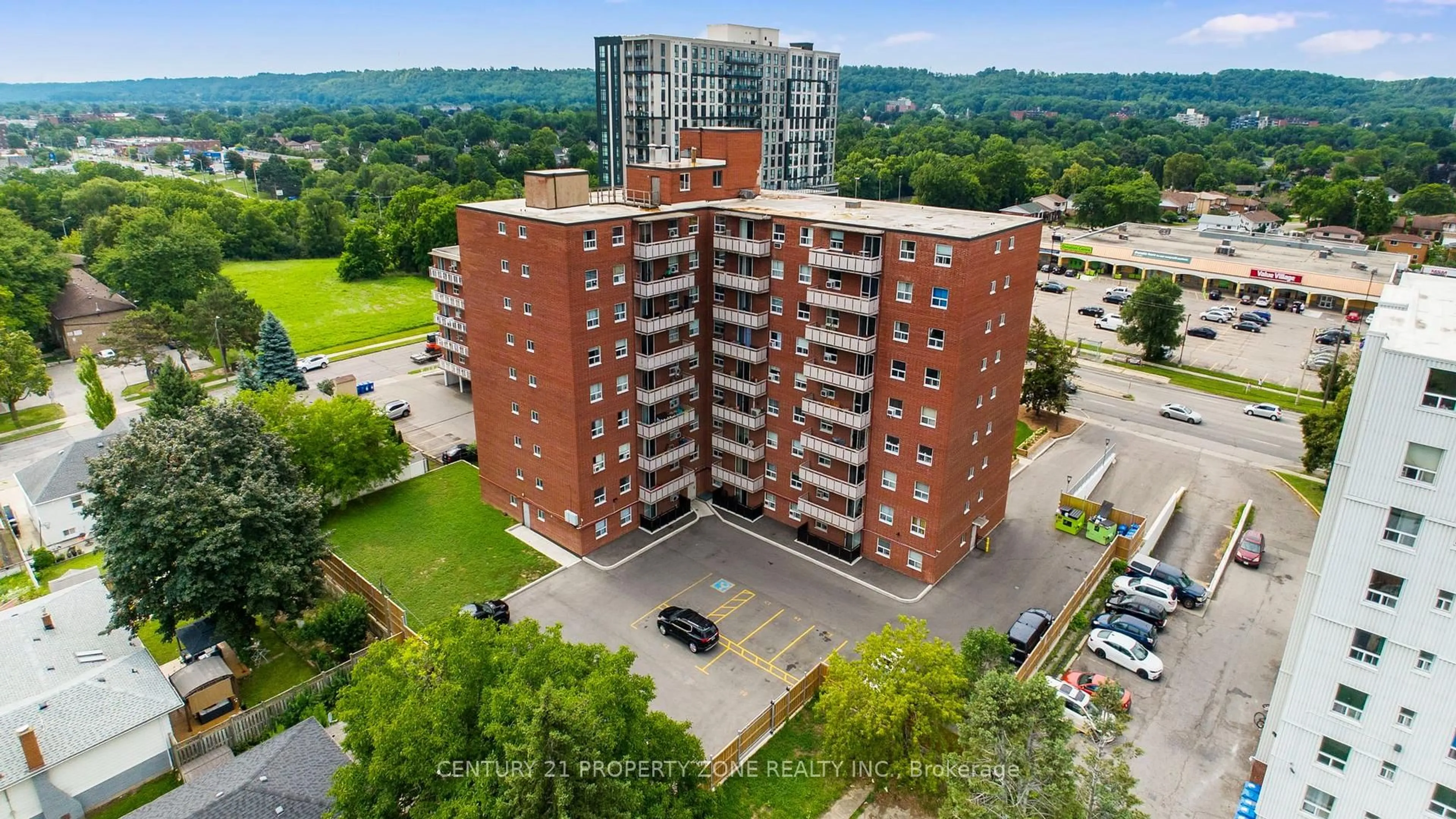 A pic from outside/outdoor area/front of a property/back of a property/a pic from drone, city buildings view from balcony for 851 Queenston Rd #105, Hamilton Ontario L8G 1B4