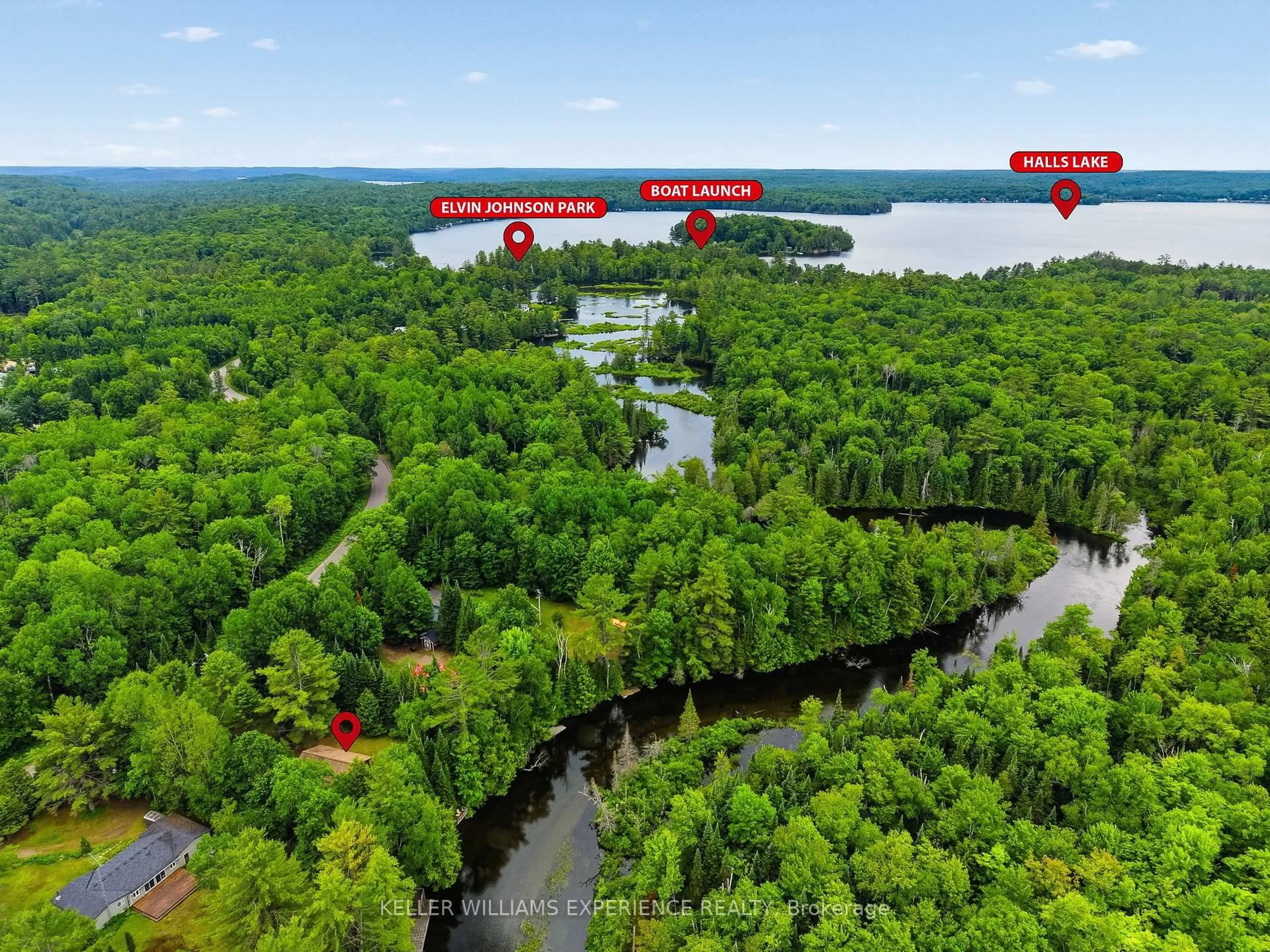 A pic from outside/outdoor area/front of a property/back of a property/a pic from drone, water/lake/river/ocean view for 1689 Braeloch Rd, Algonquin Highlands Ontario K0M 1S0