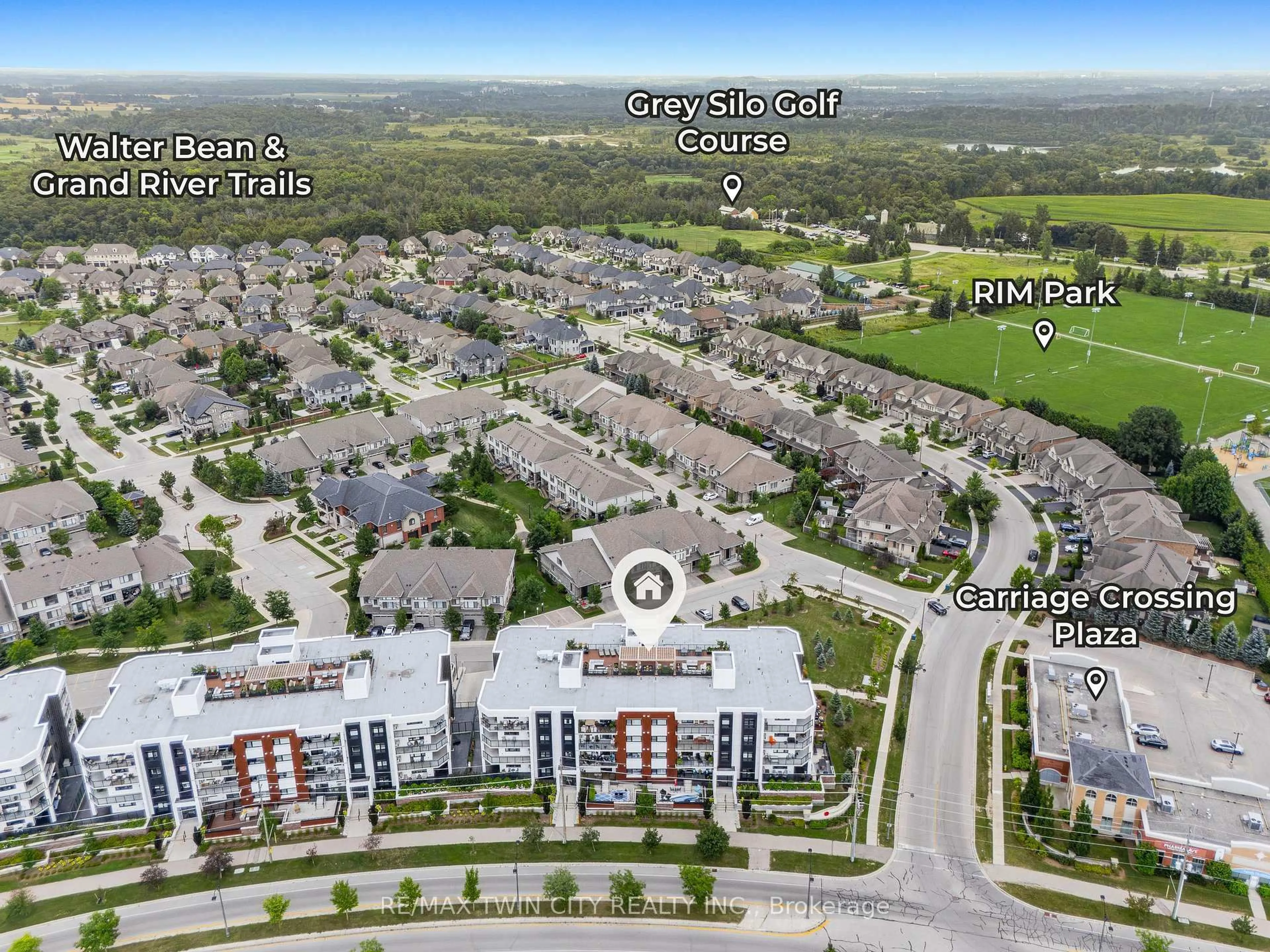 A pic from outside/outdoor area/front of a property/back of a property/a pic from drone, unknown for 245 Grey Silo Rd #201, Waterloo Ontario N2K 0G6
