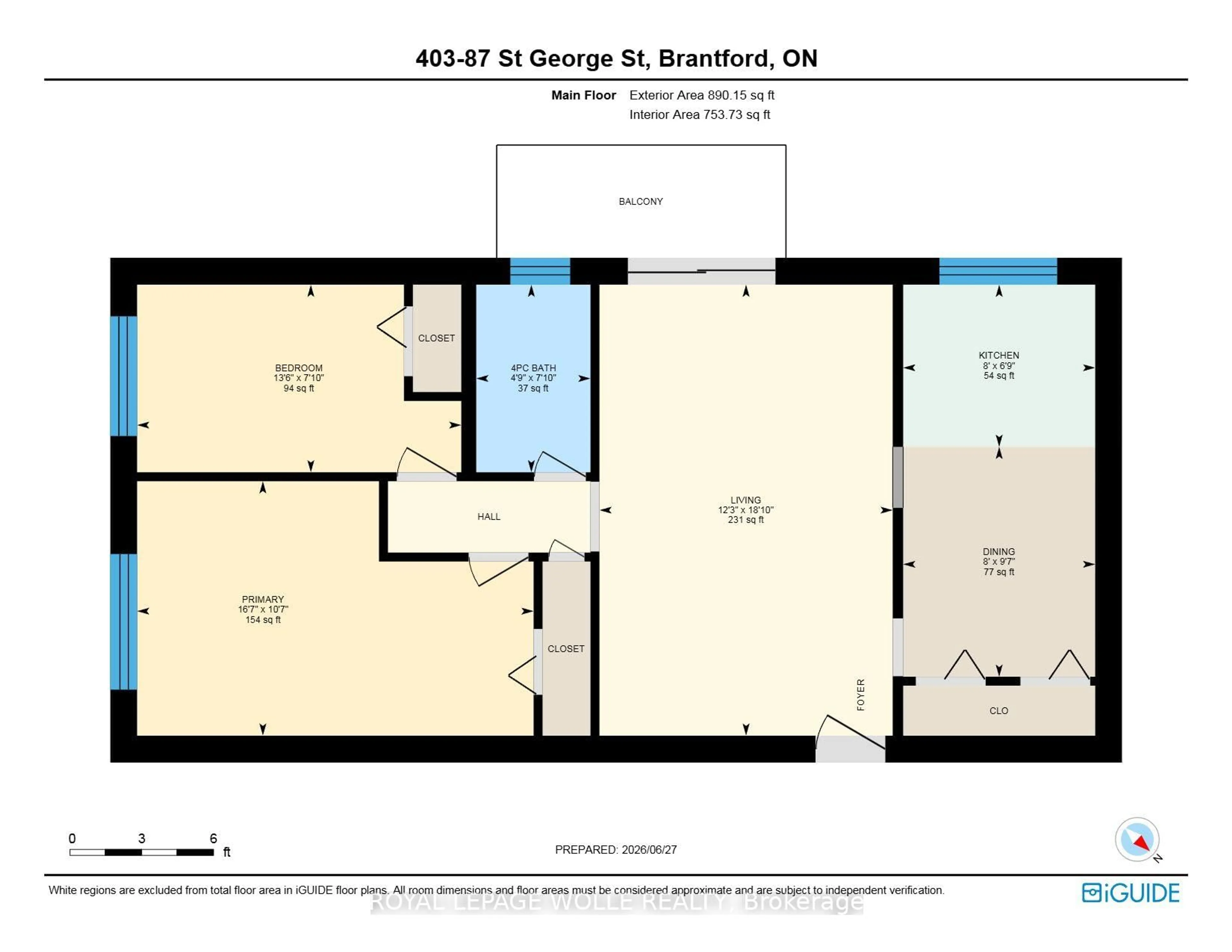 Floor plan for 87 St George St #403, Brantford Ontario N3R 1V5