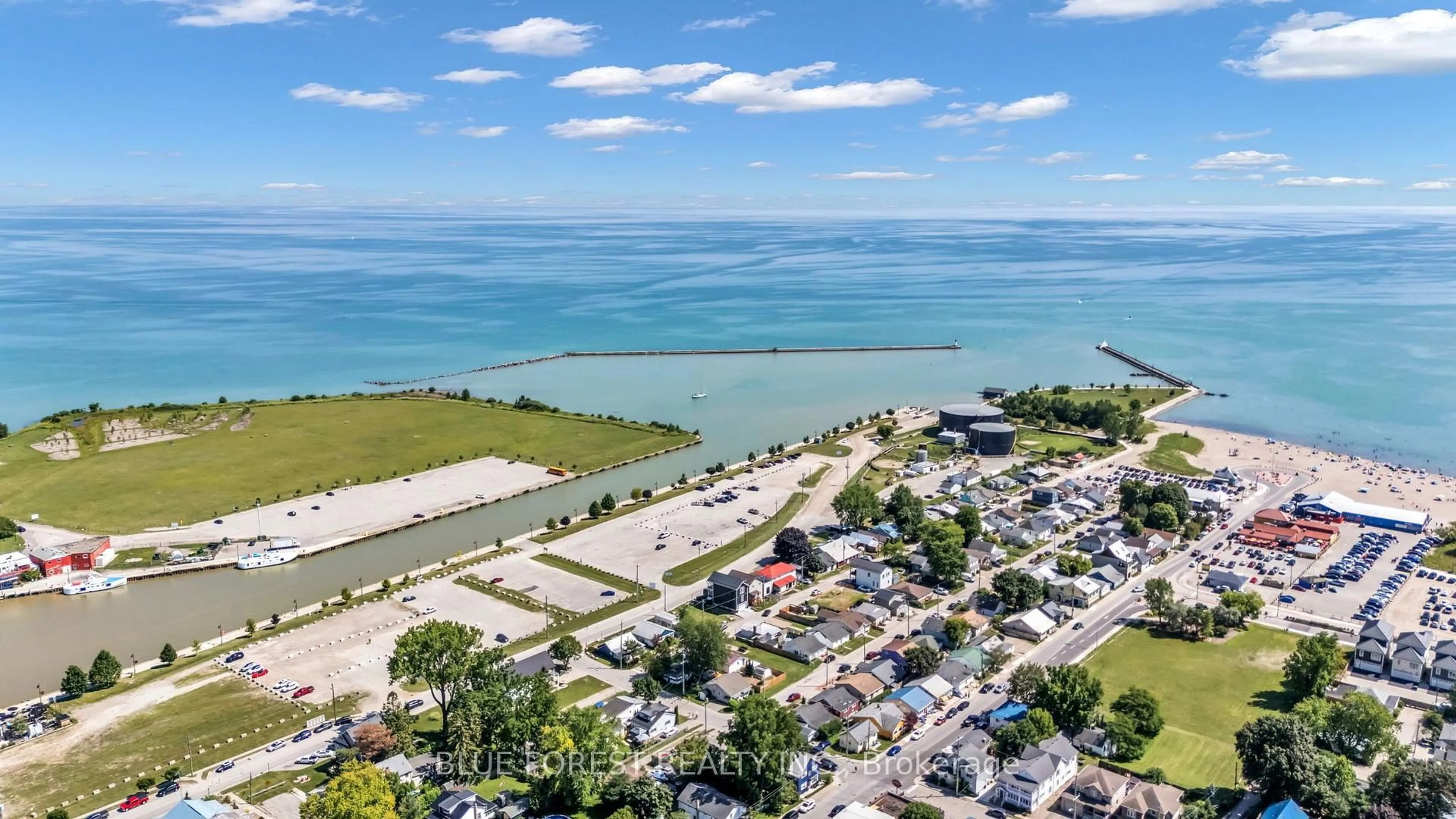 A pic from outside/outdoor area/front of a property/back of a property/a pic from drone, water/lake/river/ocean view for 213 William St, Central Elgin Ontario N5L 1C5