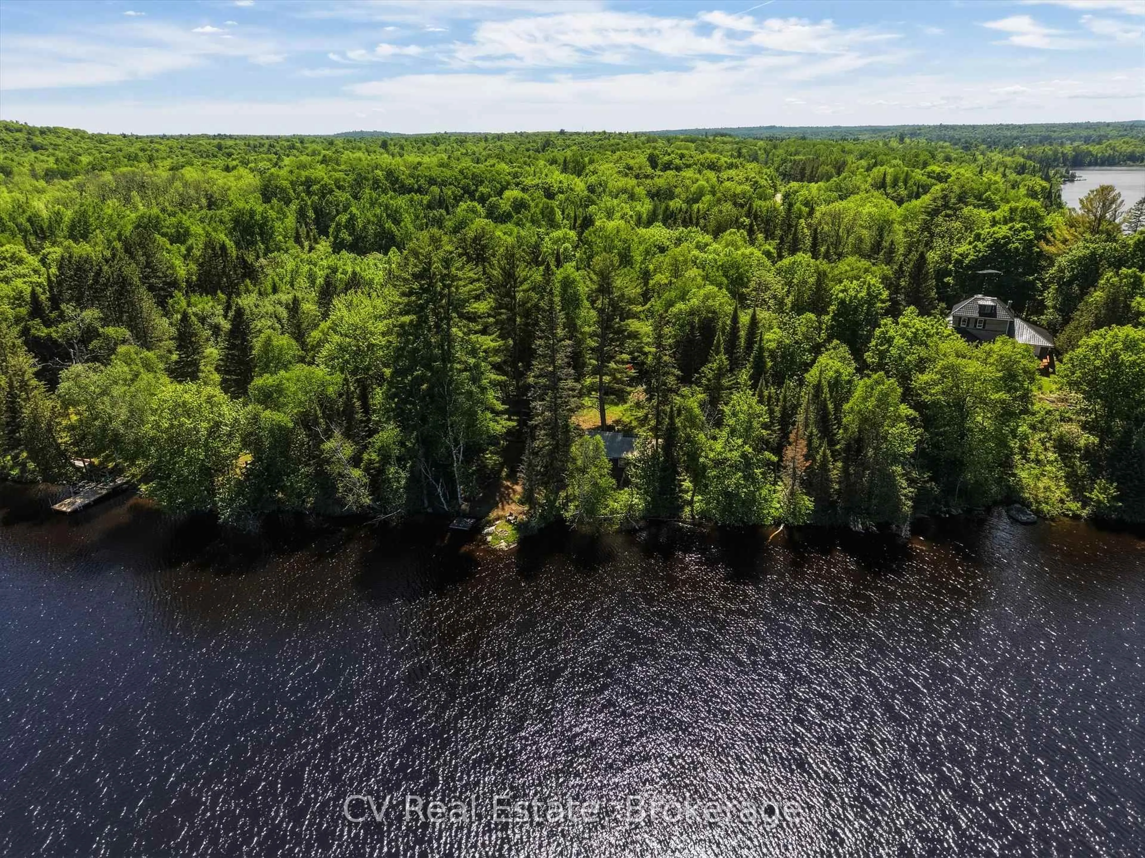 A pic from outside/outdoor area/front of a property/back of a property/a pic from drone, water/lake/river/ocean view for 109 Black Bear Rd, Magnetawan Ontario P0A 1P0