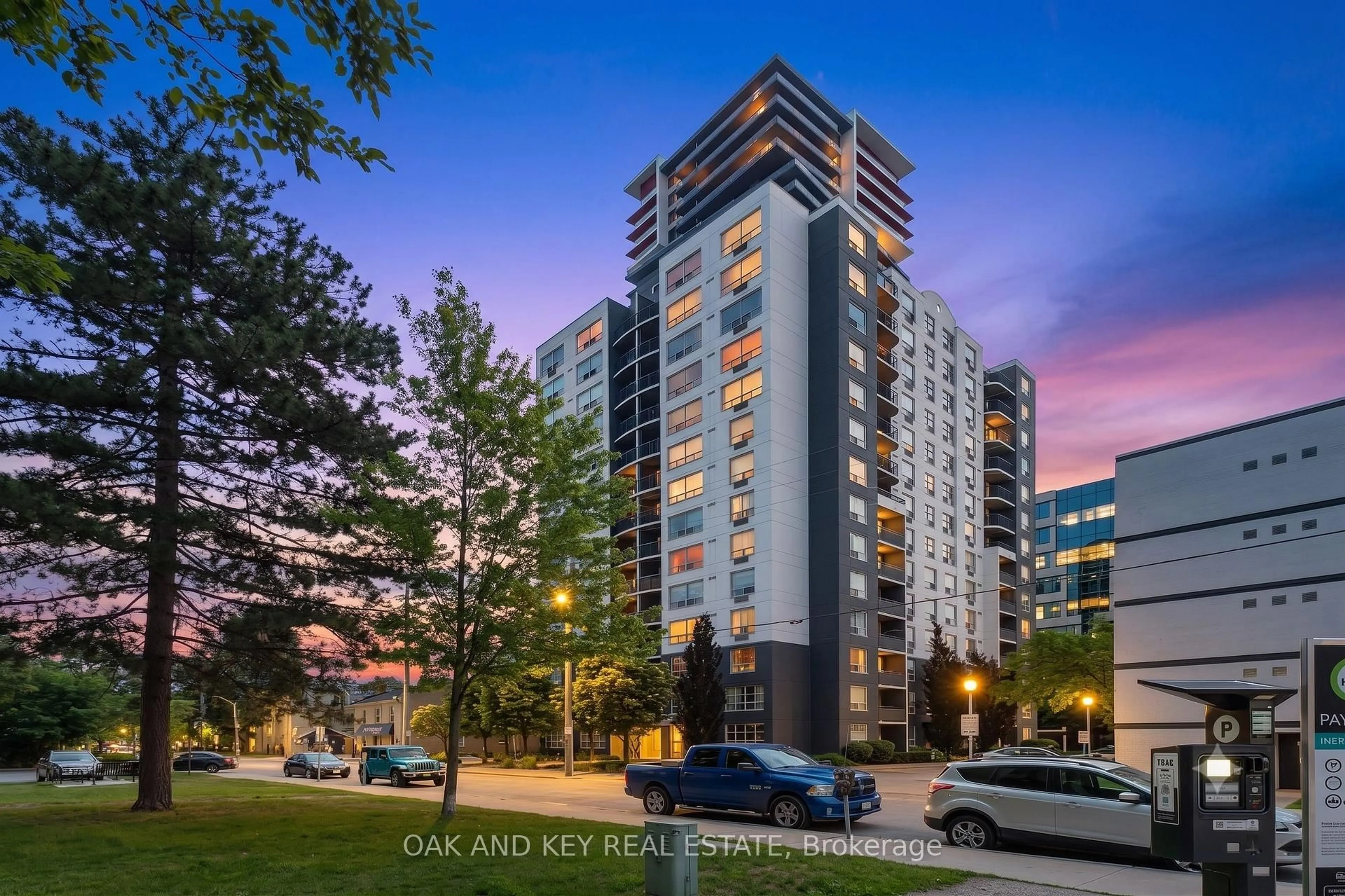 A pic from outside/outdoor area/front of a property/back of a property/a pic from drone, building for 155 KENT St #804, London East Ontario N6A 5N7