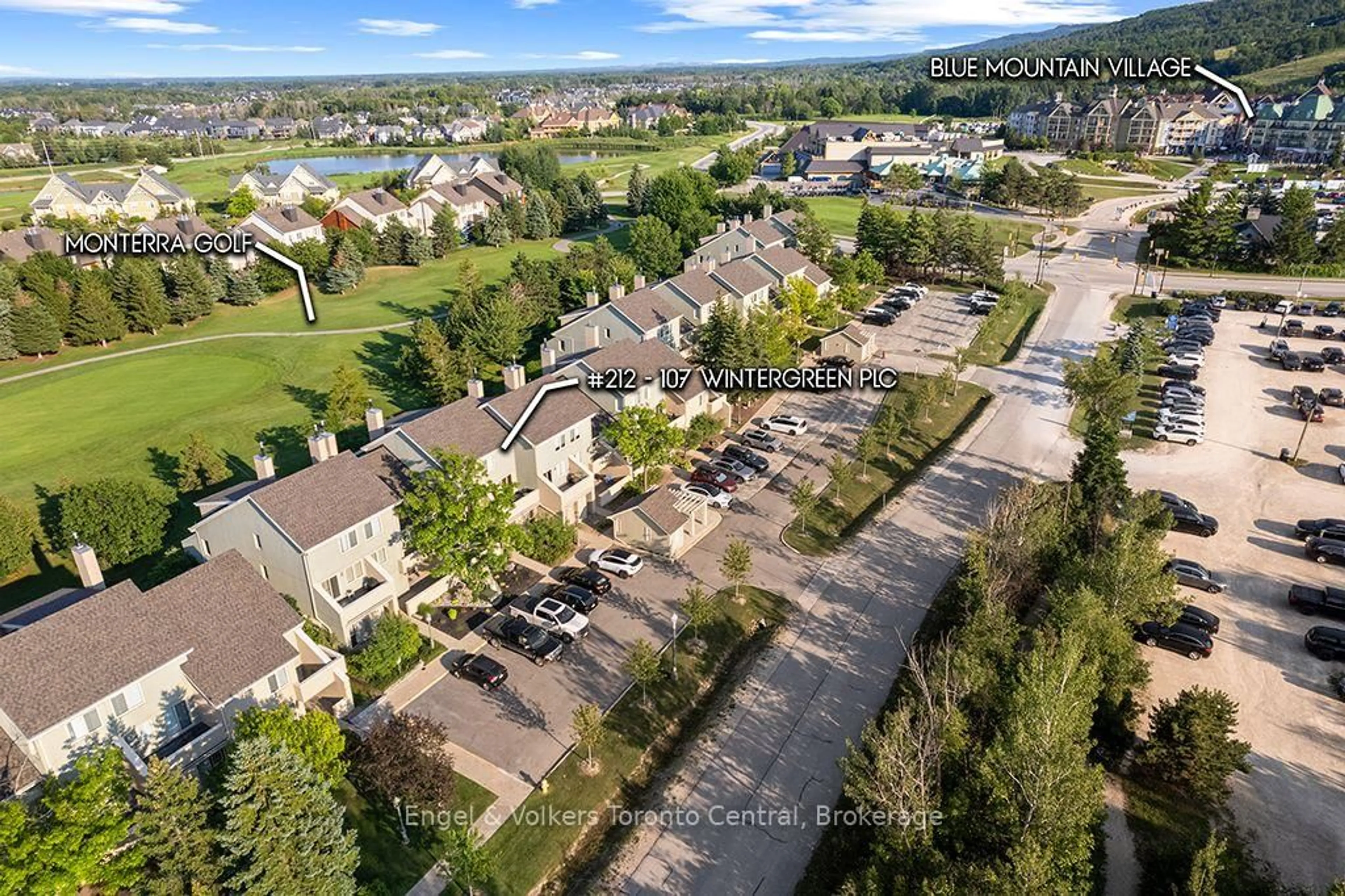 A pic from outside/outdoor area/front of a property/back of a property/a pic from drone, mountain view for 107 Wintergreen Pl #212, Blue Mountains Ontario L9Y 0P8
