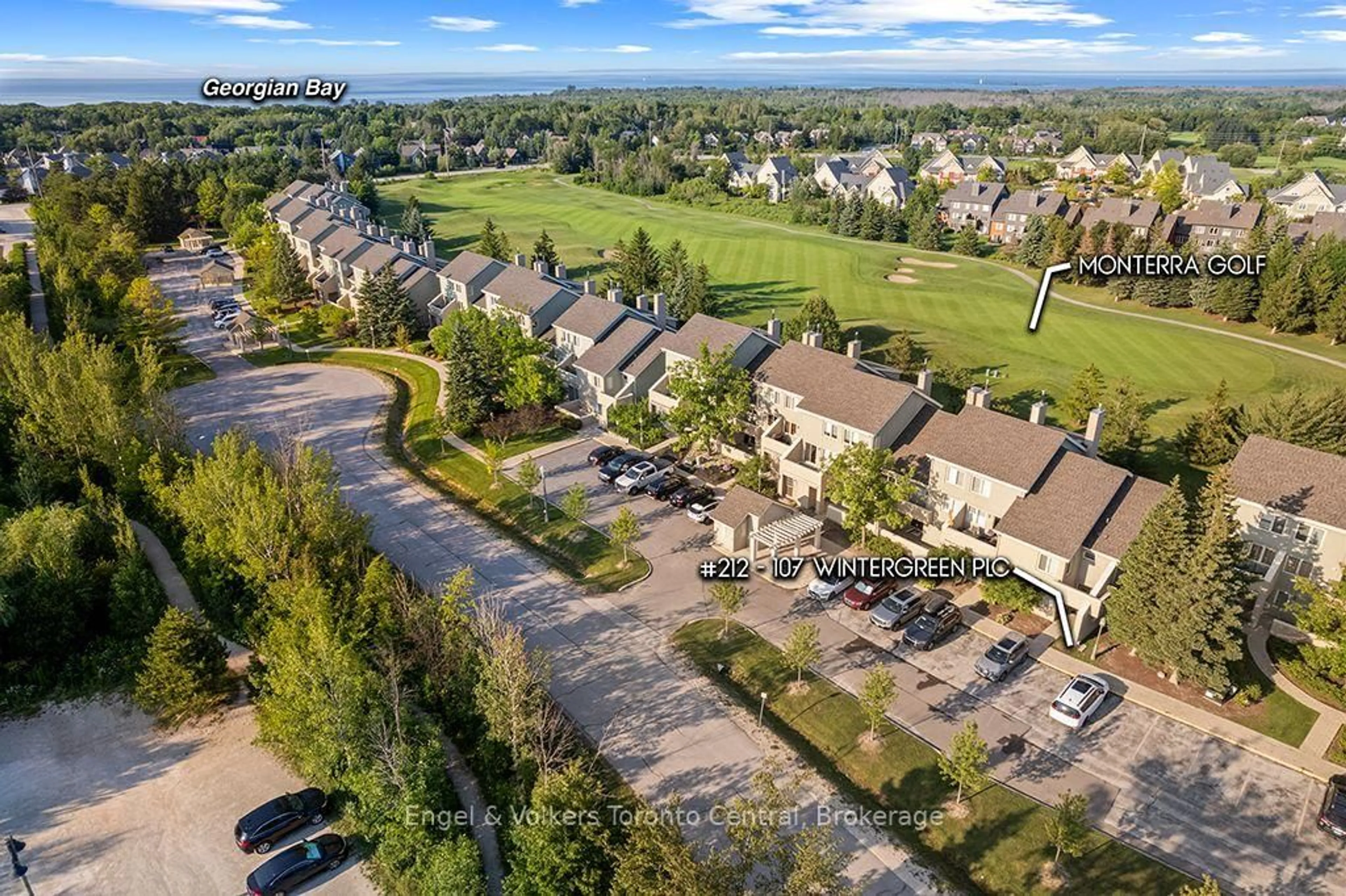 A pic from outside/outdoor area/front of a property/back of a property/a pic from drone, mountain view for 107 Wintergreen Pl #212, Blue Mountains Ontario L9Y 0P8