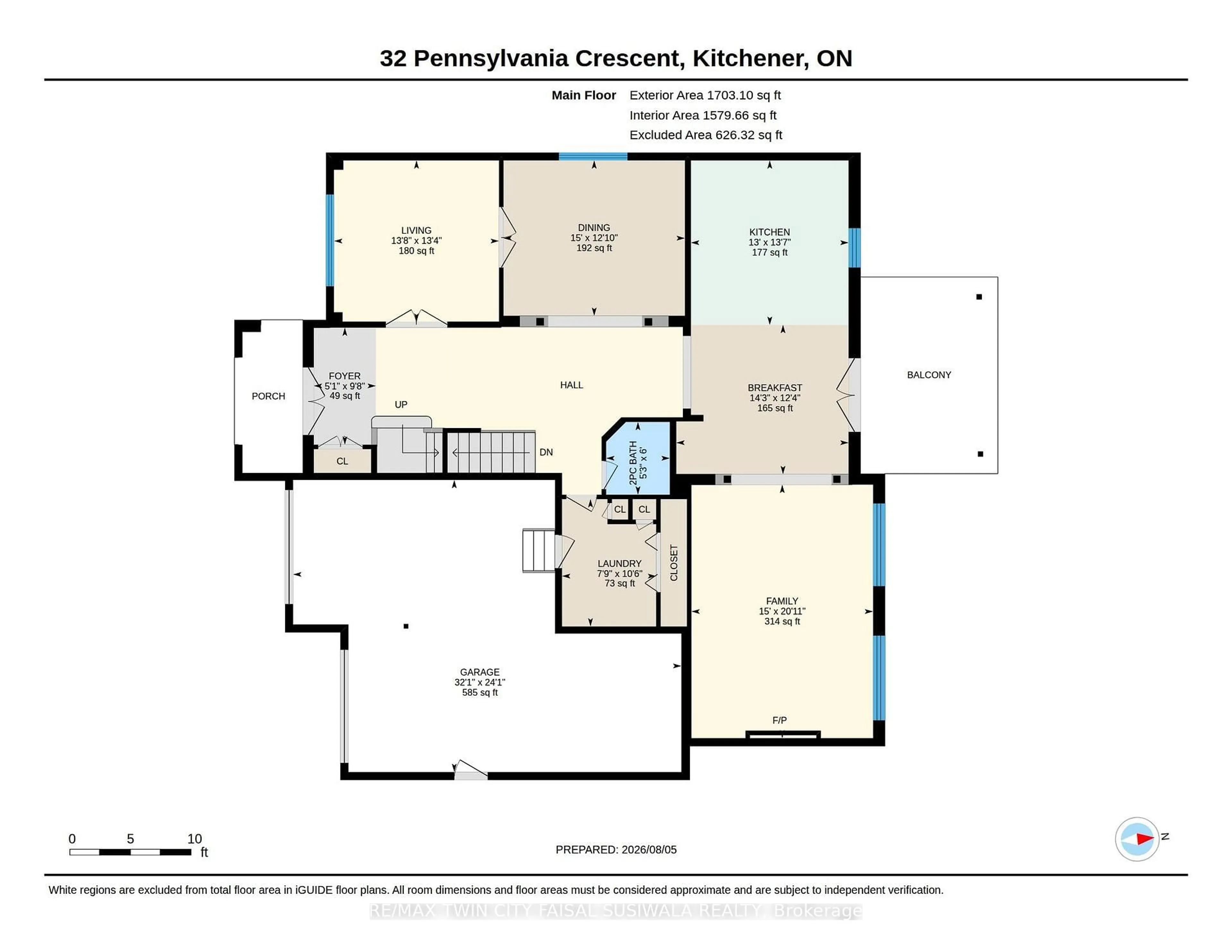Floor plan for 32 Pennsylvania Cres, Kitchener Ontario N2P 2S5