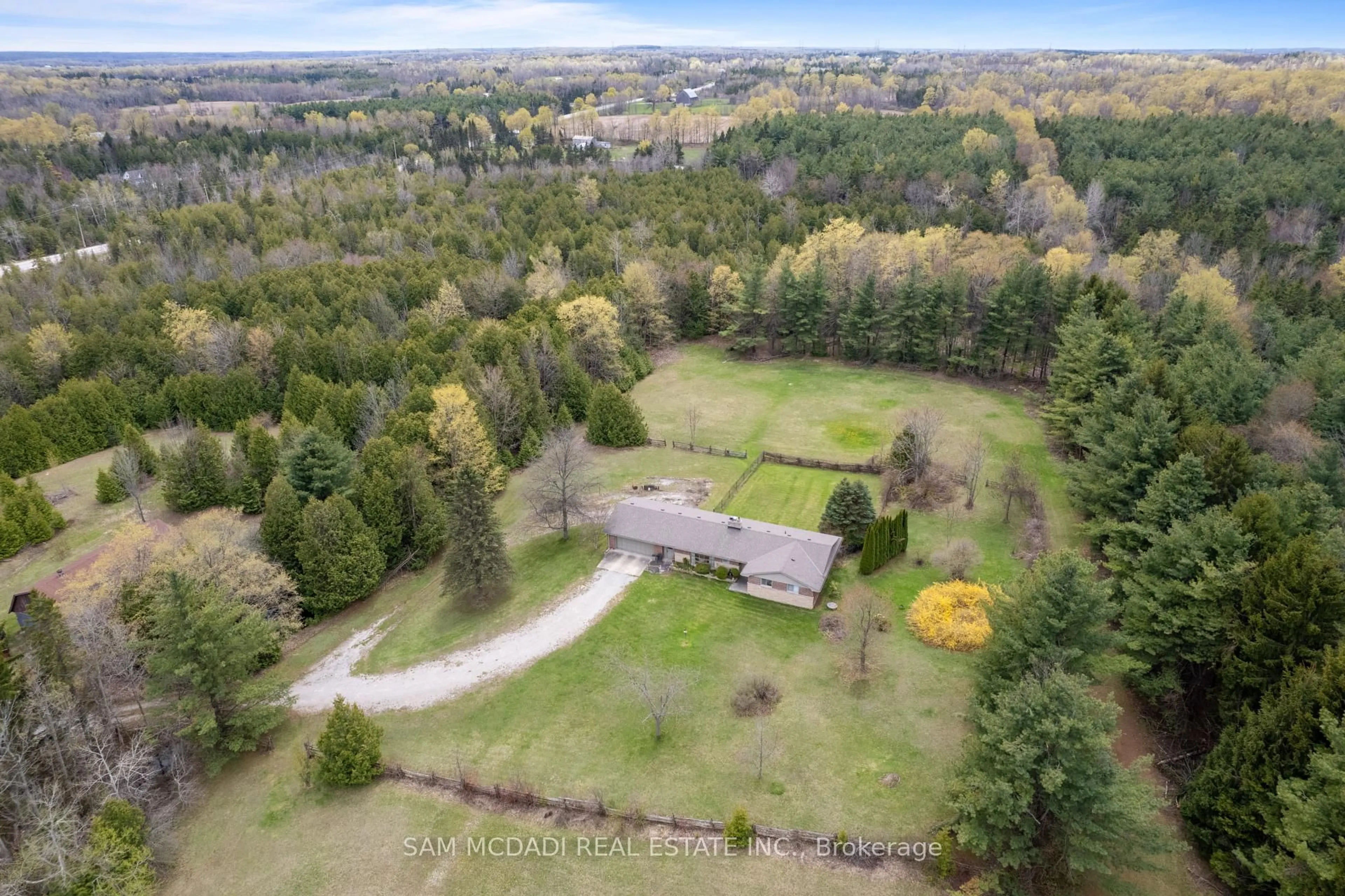 A pic from outside/outdoor area/front of a property/back of a property/a pic from drone, forest/trees view for 5114 Allan Path, Erin Ontario N0B 1H0