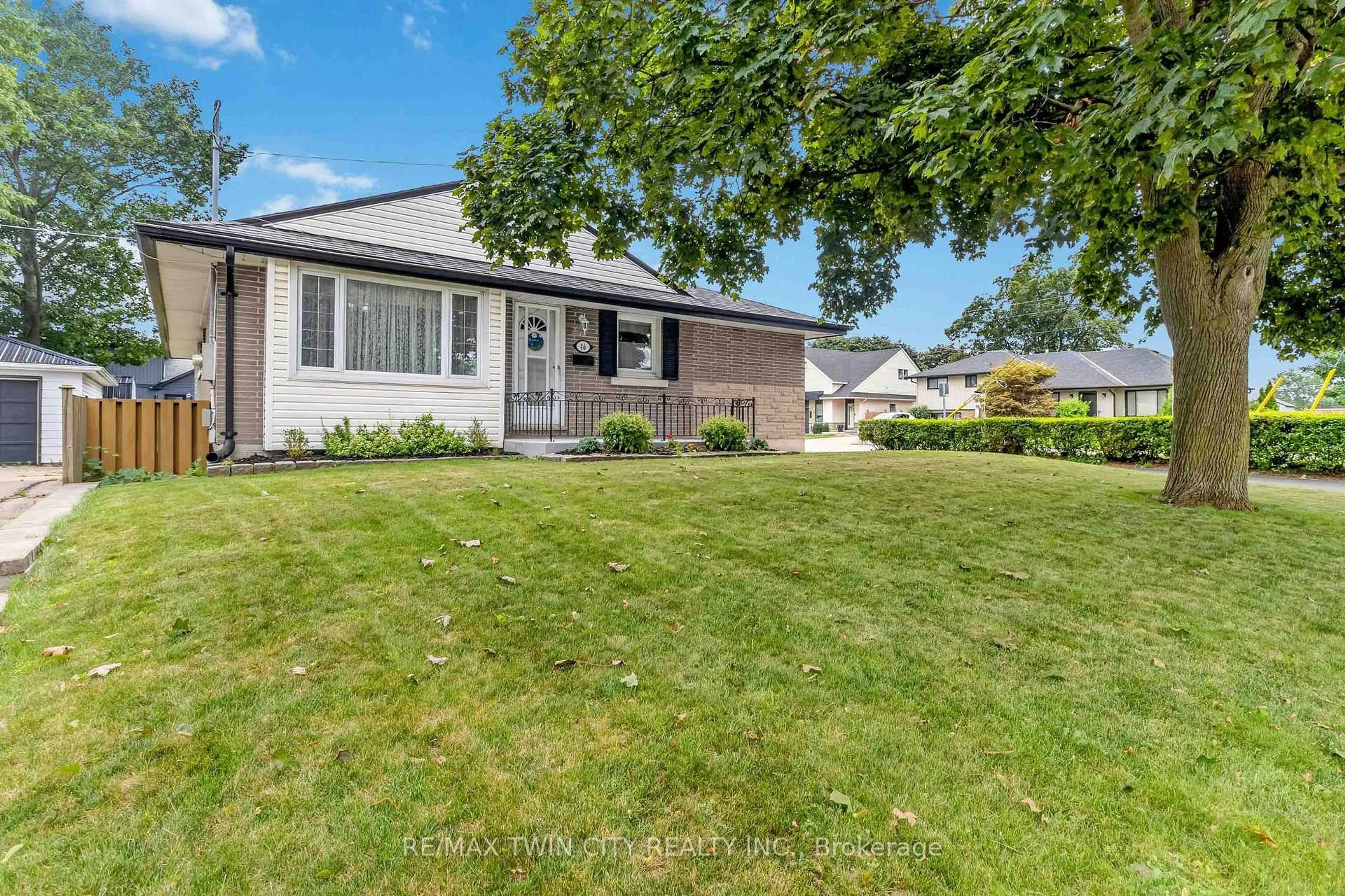 Home with vinyl exterior material, street for 46 Fairview Dr, Brantford Ontario N3R 2W7
