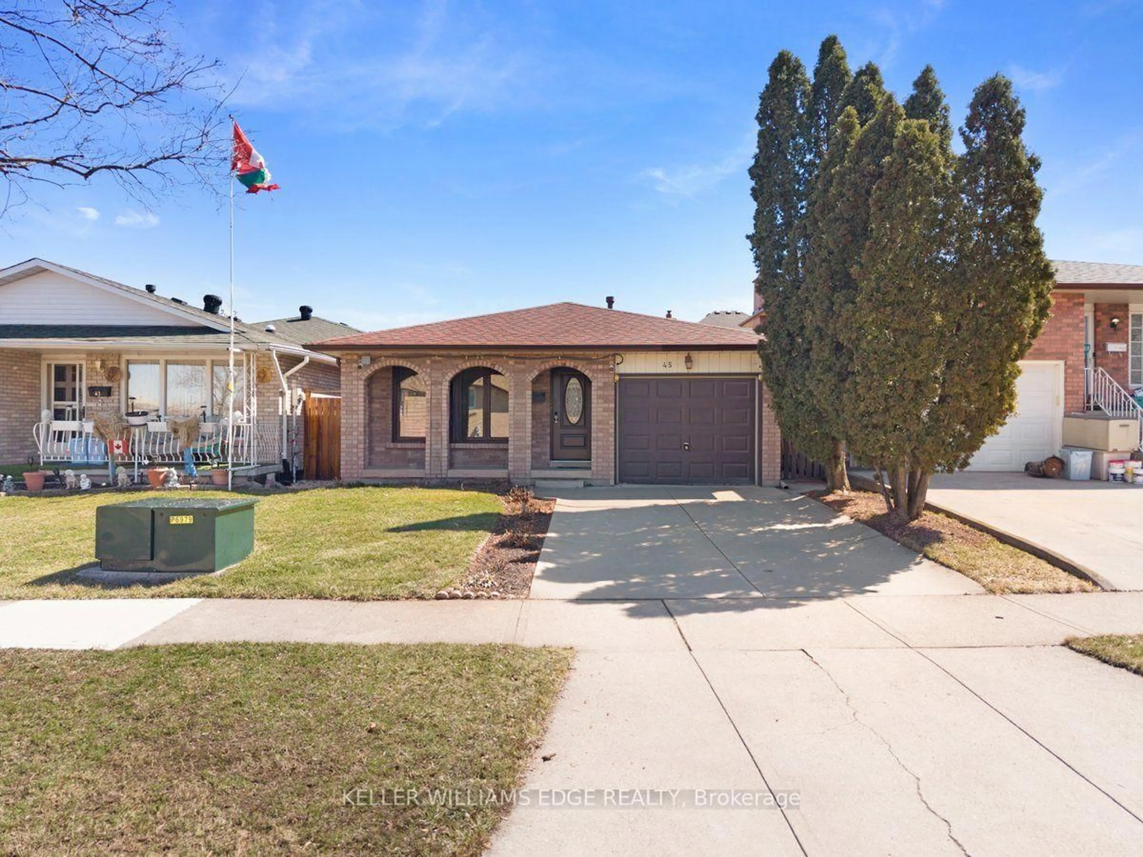 Home with brick exterior material, street for 45 Juniper Dr, Hamilton Ontario L8E 4C7