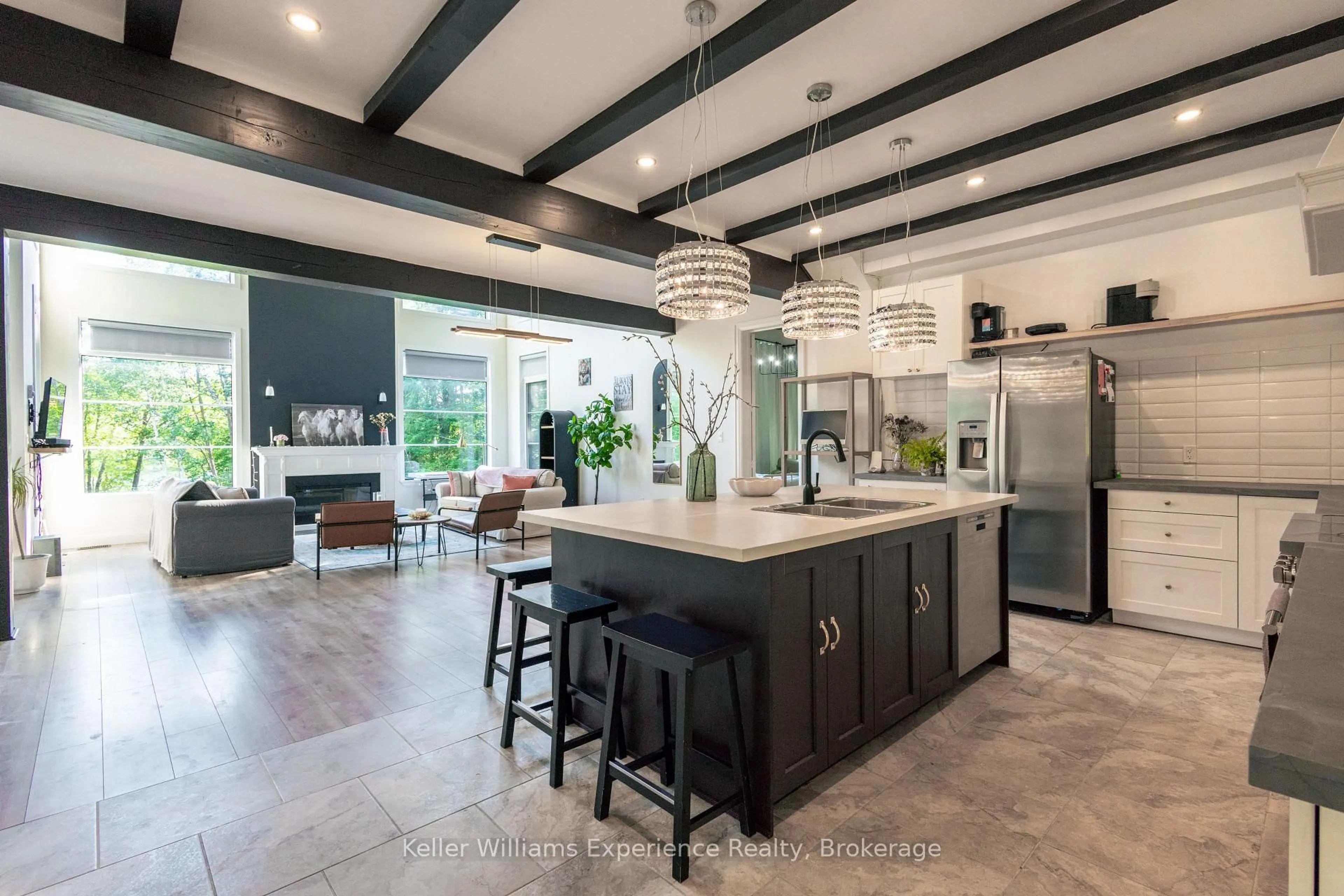 Open concept kitchen, ceramic/tile floor for 1739 Fraserburg Rd, Bracebridge Ontario P1L 1X3