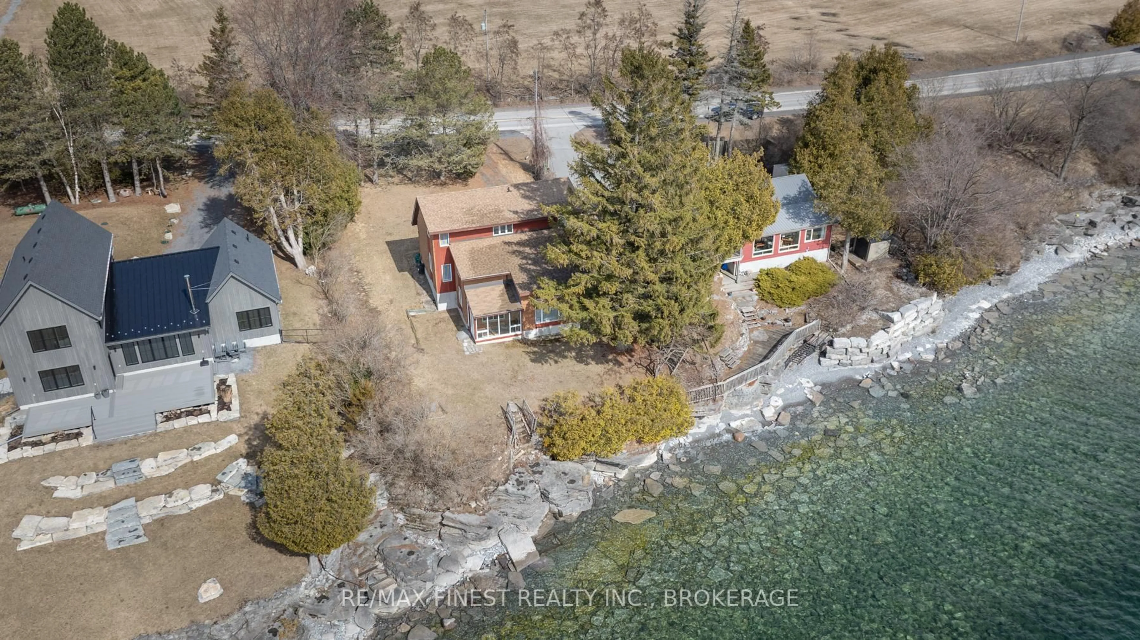A pic from outside/outdoor area/front of a property/back of a property/a pic from drone, water/lake/river/ocean view for 1141 Front Rd, Kingston Ontario K7M 4M2