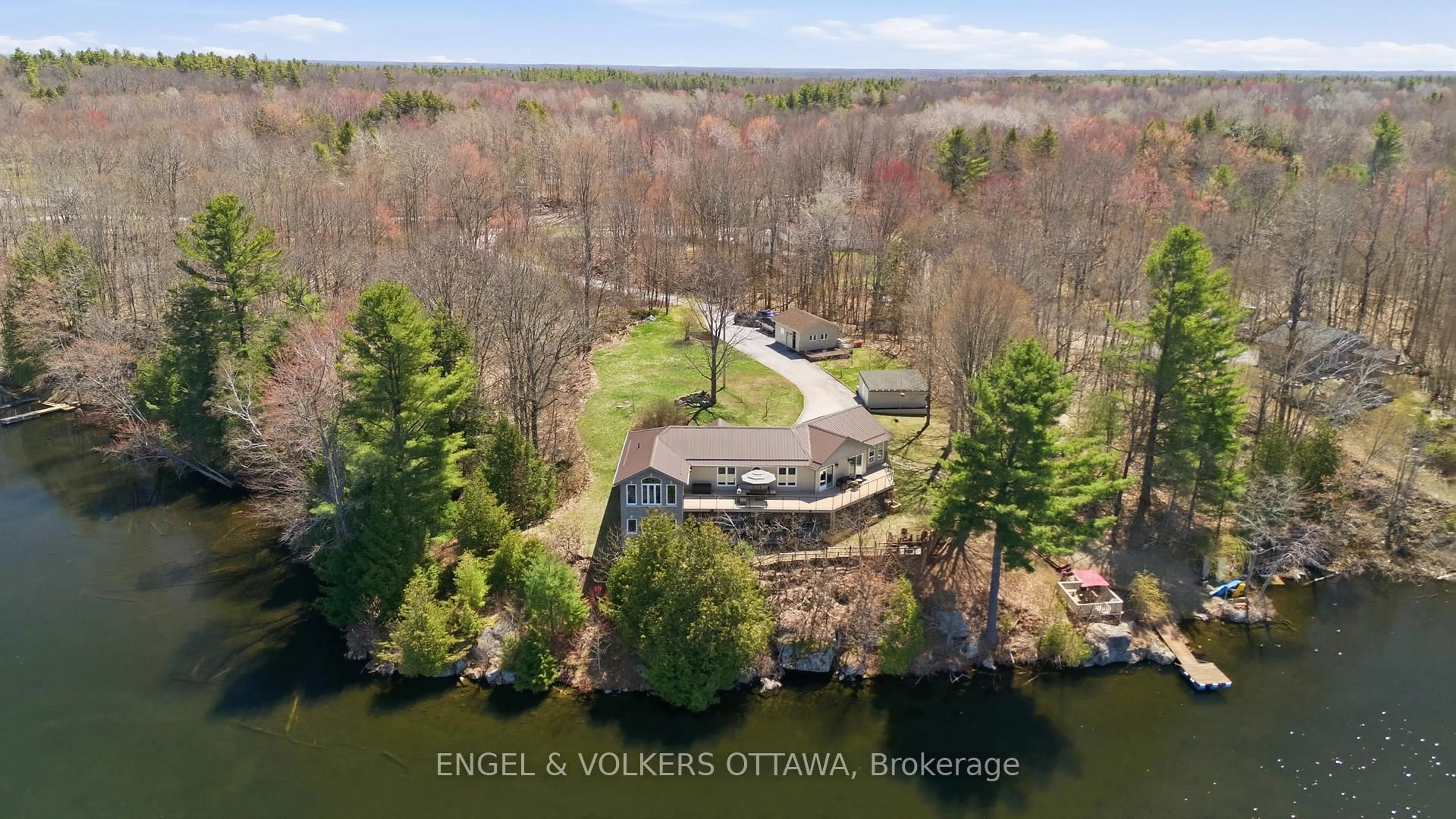 A pic from outside/outdoor area/front of a property/back of a property/a pic from drone, water/lake/river/ocean view for 11805B 38 Highway, Tichborne Ontario K0H 2V0