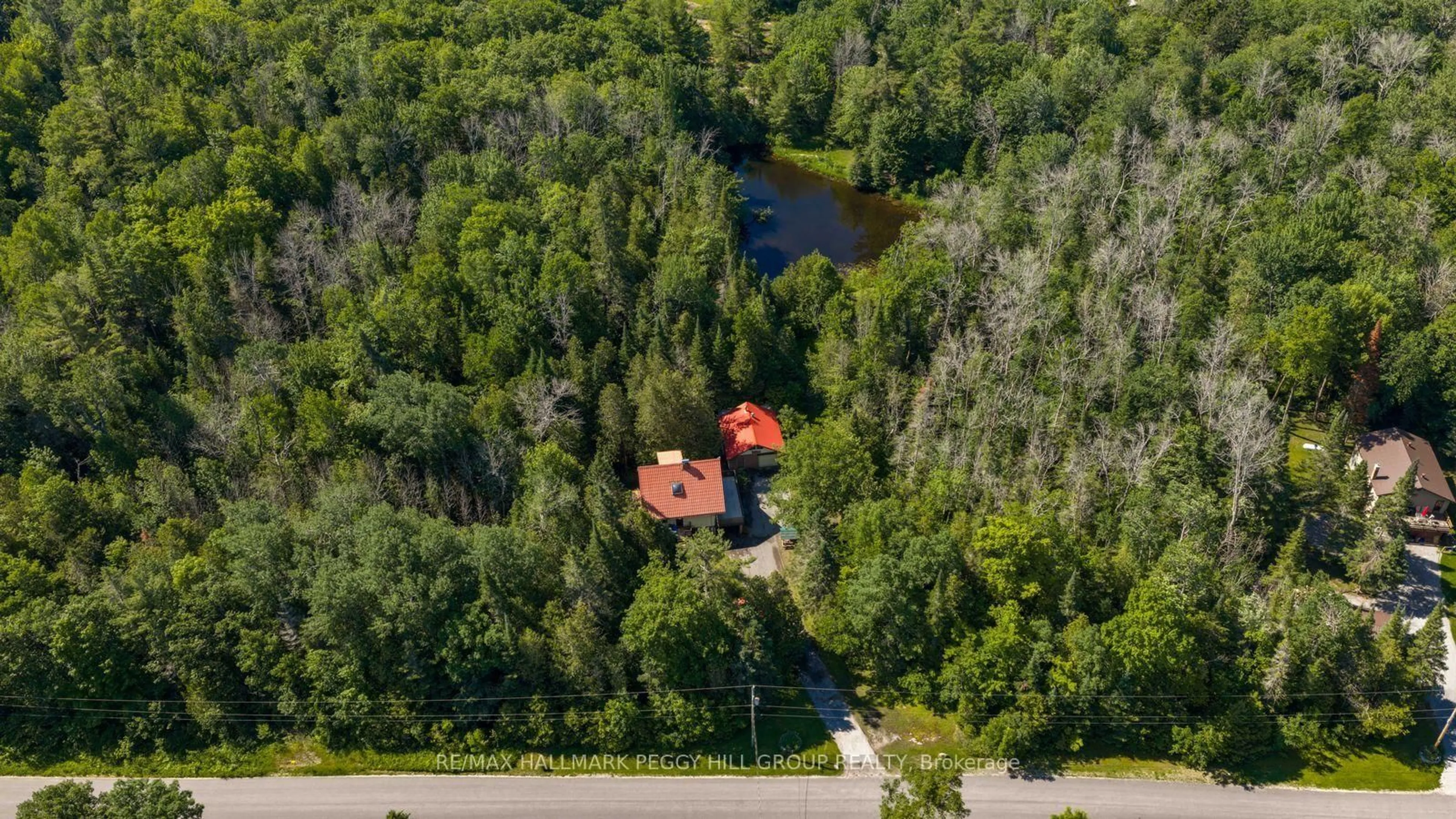 A pic from outside/outdoor area/front of a property/back of a property/a pic from drone, forest/trees view for 157 Baxter Loop Rd, Georgian Bay Ontario L0K 1S0