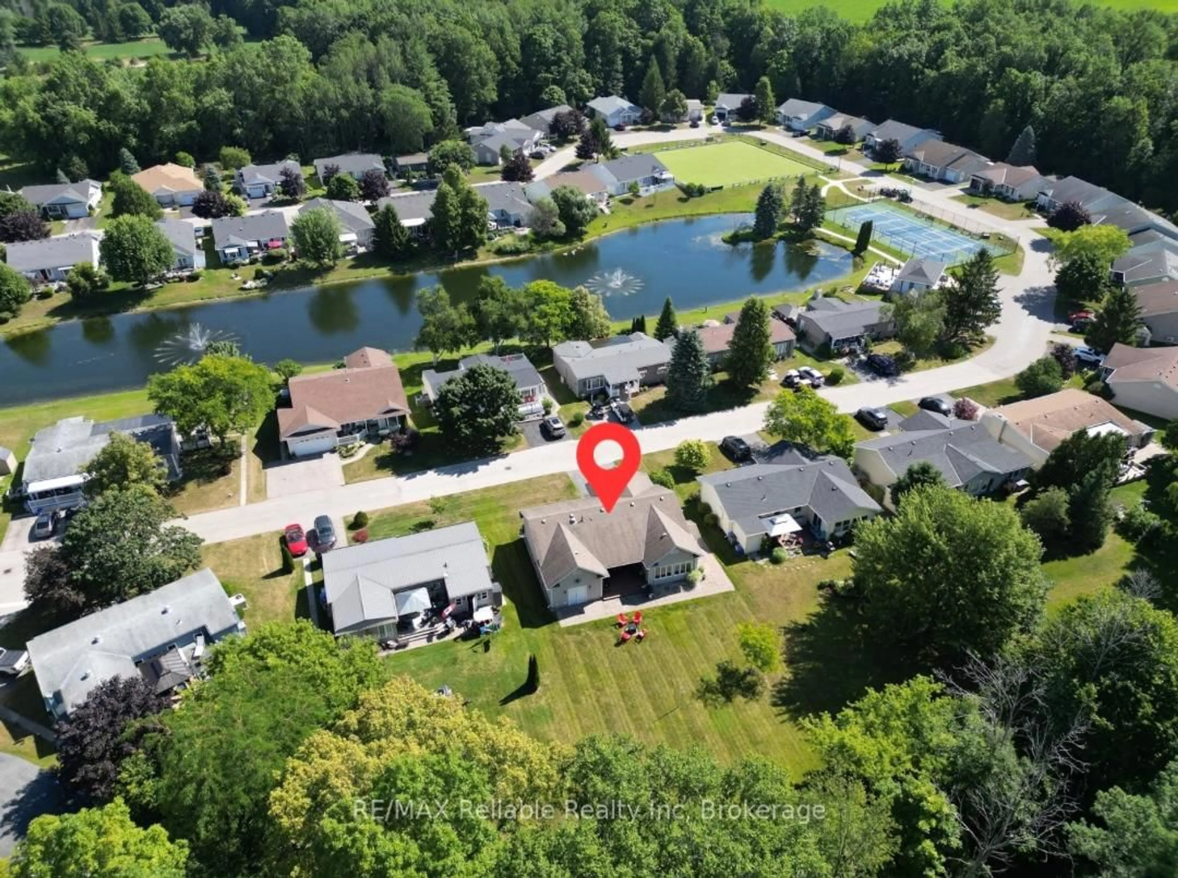 A pic from outside/outdoor area/front of a property/back of a property/a pic from drone, water/lake/river/ocean view for 347 Shannon Blvd, South Huron Ontario N0M 1T0