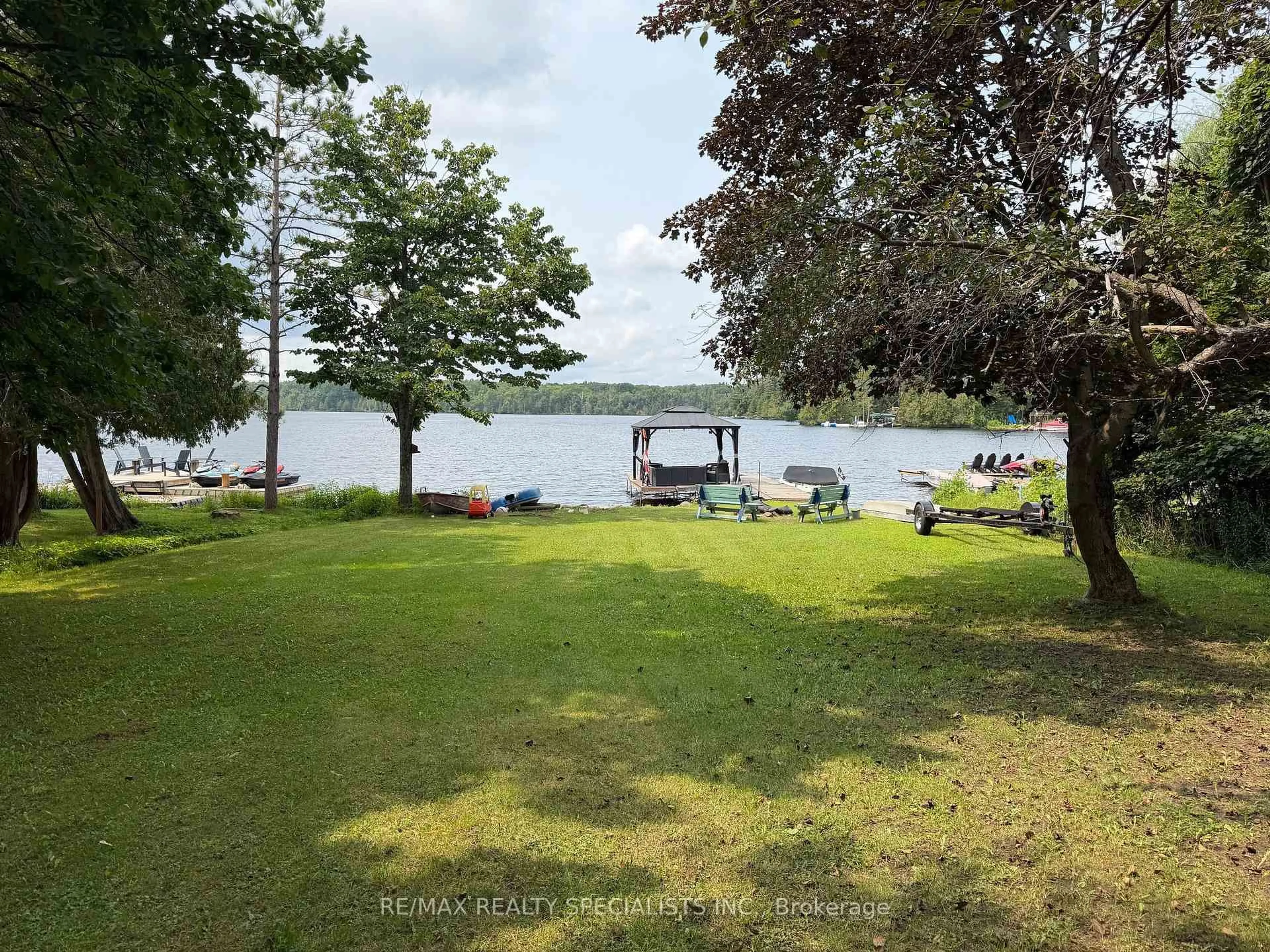 A pic from outside/outdoor area/front of a property/back of a property/a pic from drone, water/lake/river/ocean view for 50 South Fork Dr, Kawartha Lakes Ontario K0M 1K0