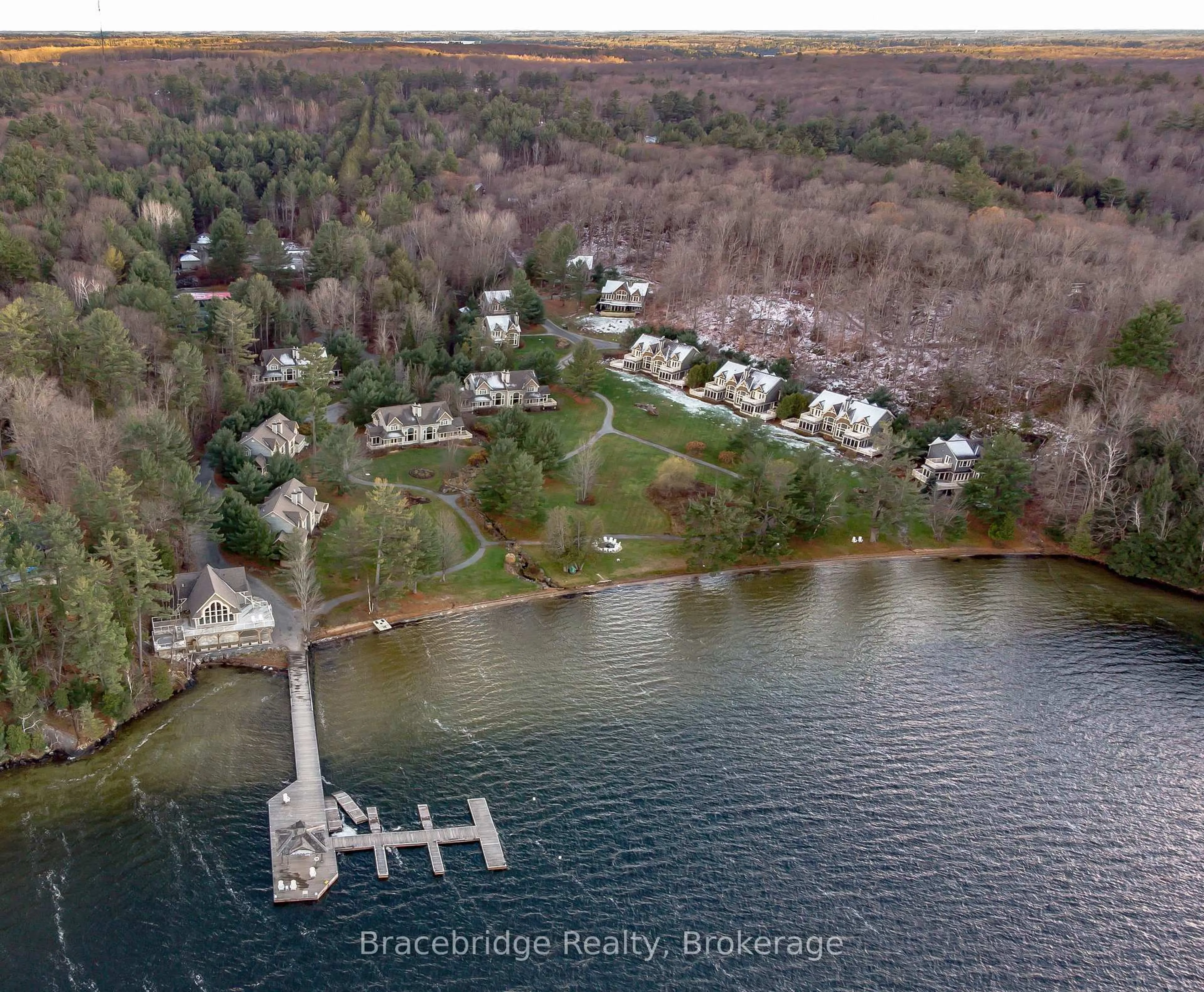 A pic from outside/outdoor area/front of a property/back of a property/a pic from drone, water/lake/river/ocean view for 3876 Muskoka Rd 118 Highway #Carling 4 W9, Muskoka Lakes Ontario P0B 1J0