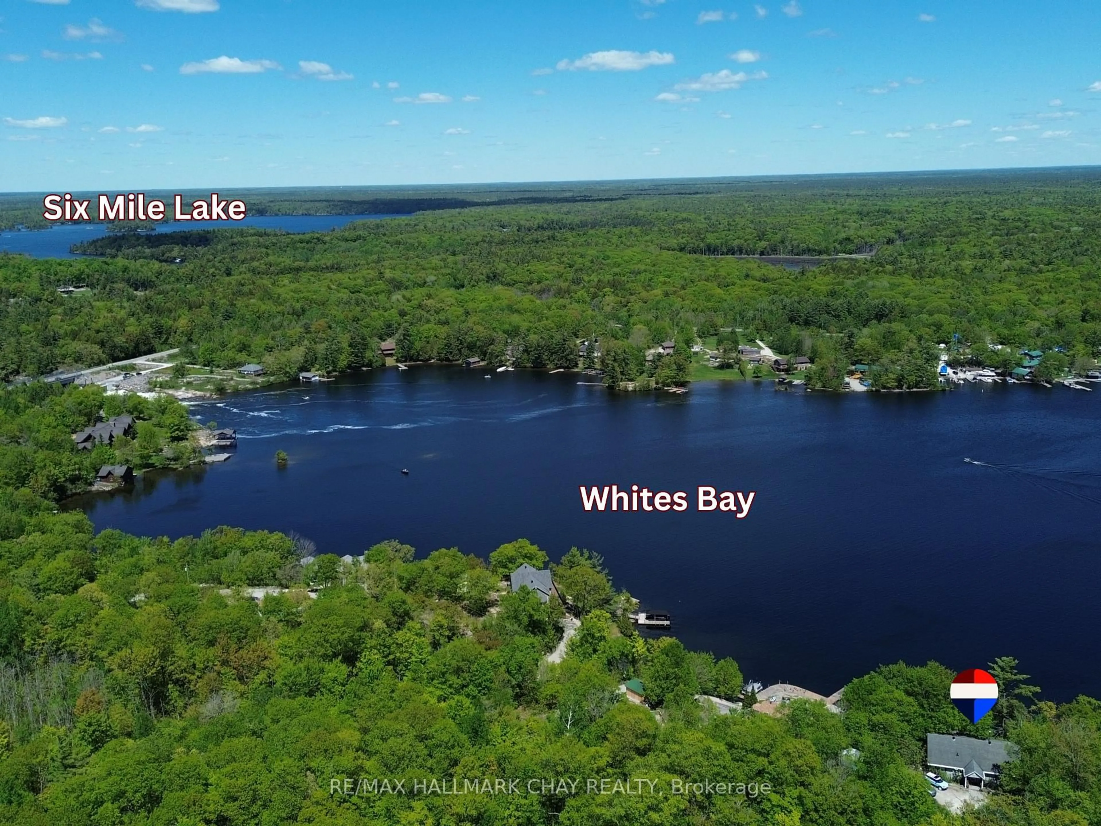A pic from outside/outdoor area/front of a property/back of a property/a pic from drone, water/lake/river/ocean view for 137 Pickerel Point Rd, Georgian Bay Ontario L0K 1S0